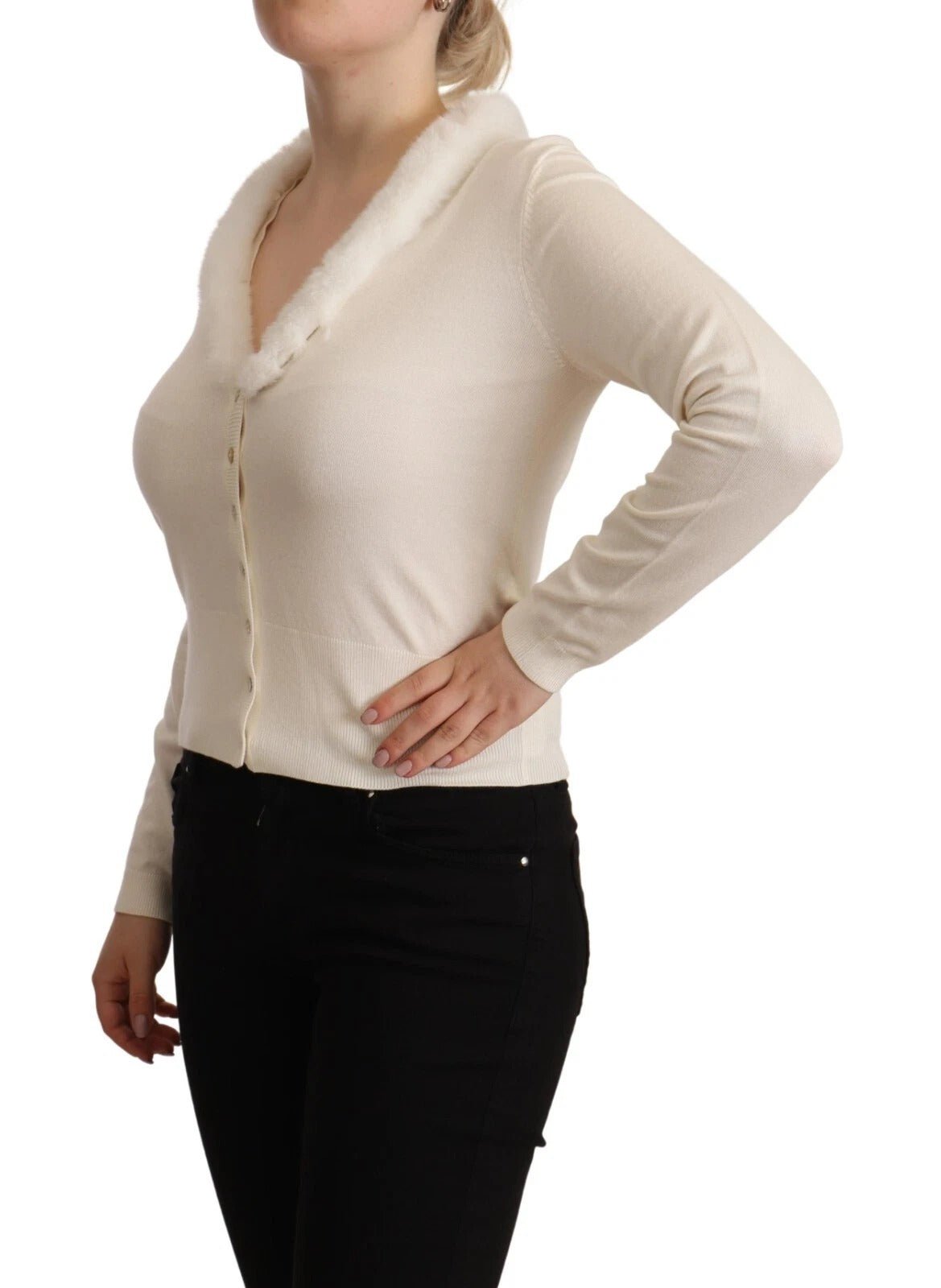 Liu Jo White Viscose Long Sleeves Fur Shearling Blouse - RIMODA