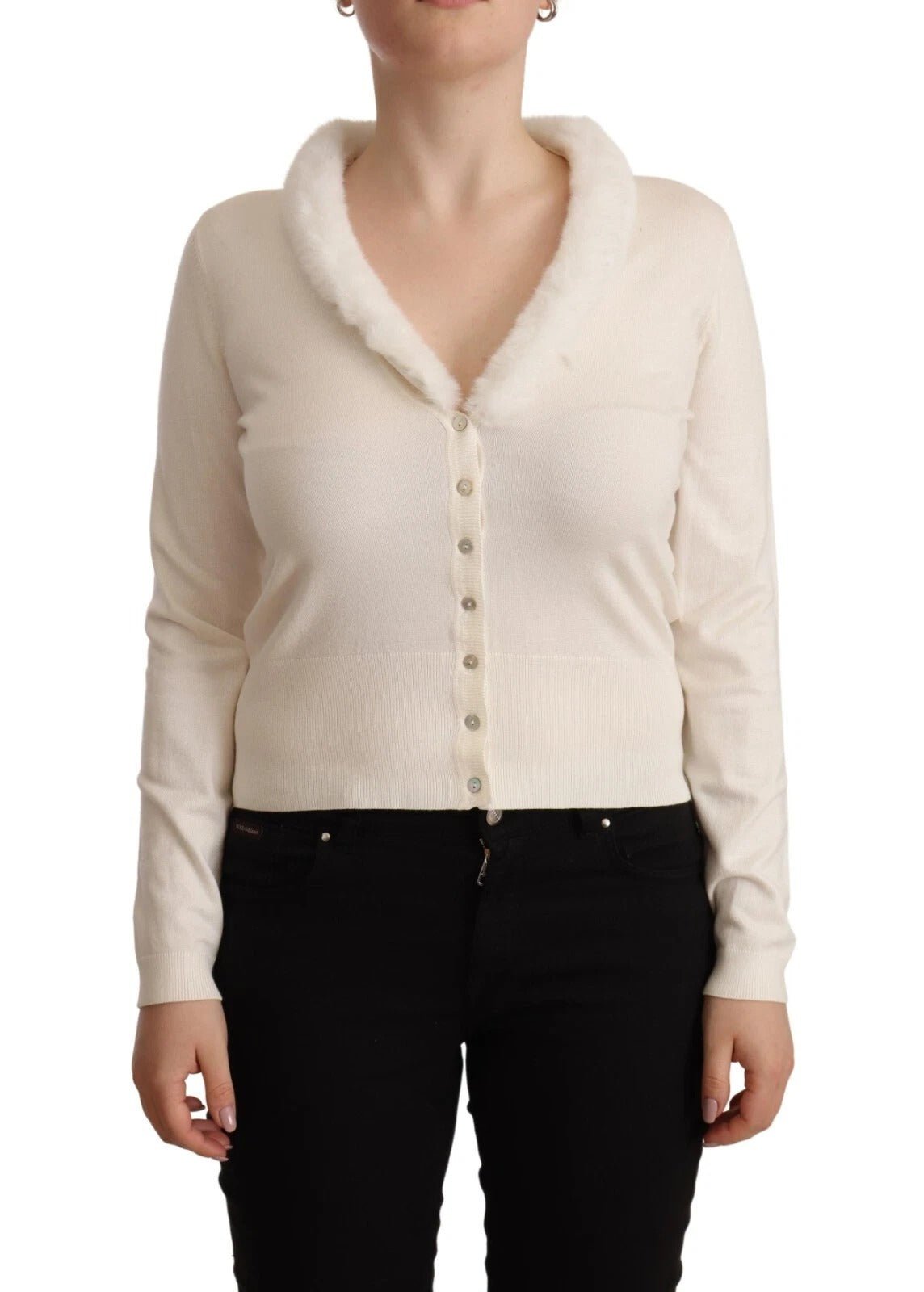 Liu Jo White Viscose Long Sleeves Fur Shearling Blouse - RIMODA