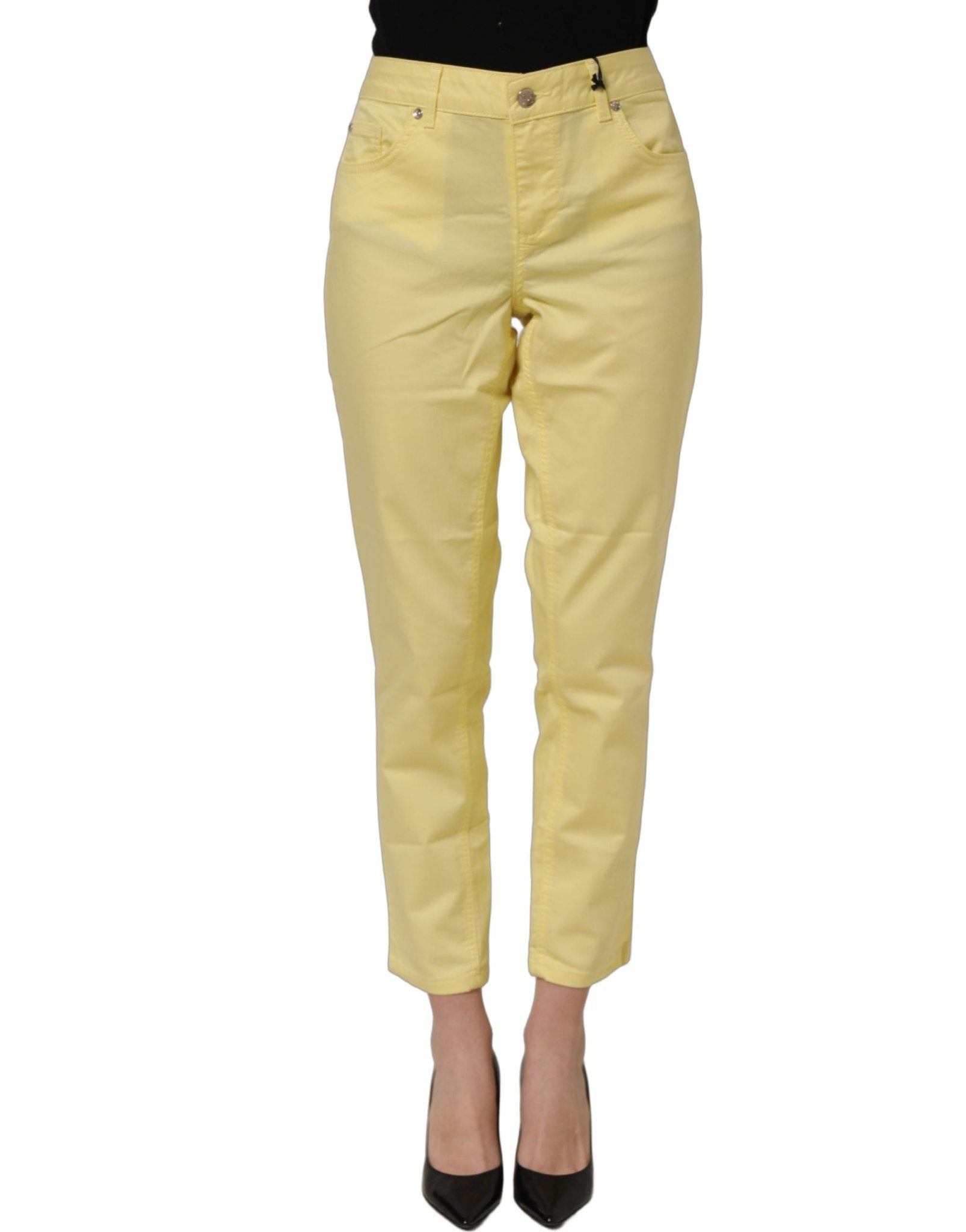 Liu Jo Yellow Mid Waist Straight Cropped Denim Women Trouser Jeans - RIMODA