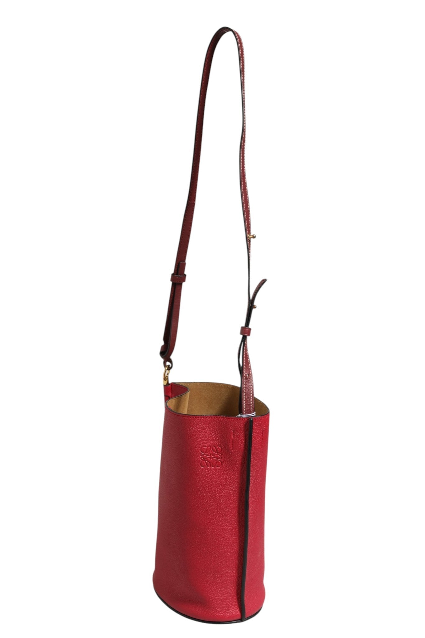 Loewe Gate Raspberry & Wine Leather Bucket Bag - RIMODA