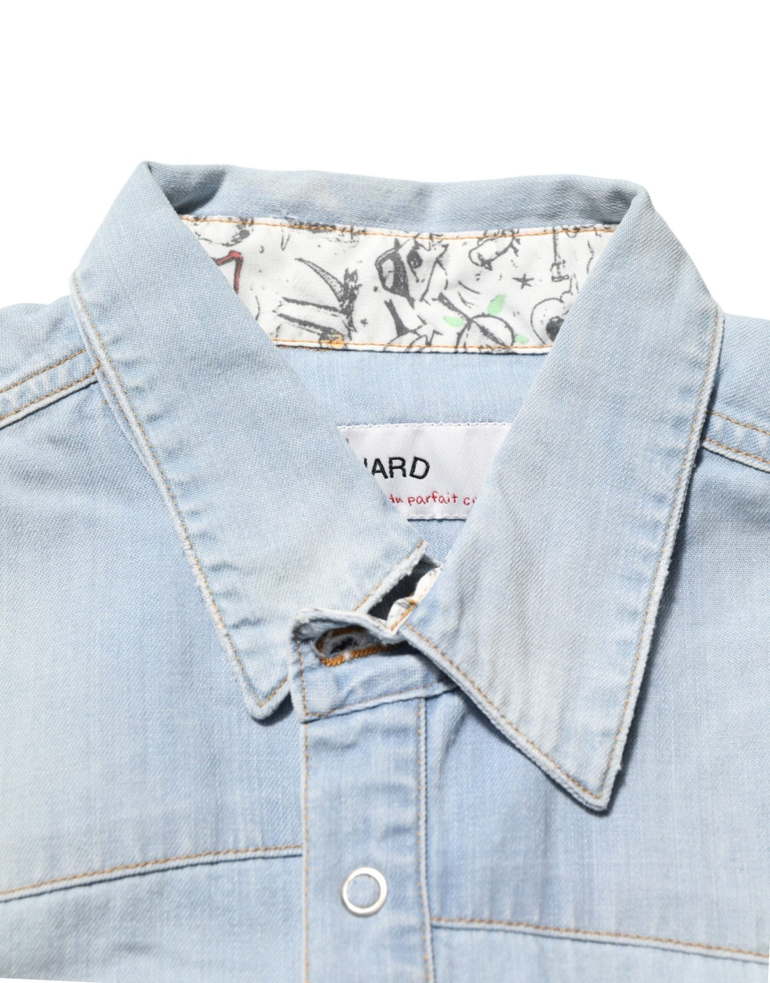 Maison Clochard Blue Denim Collared Long Sleeve Men Shirt - RIMODA