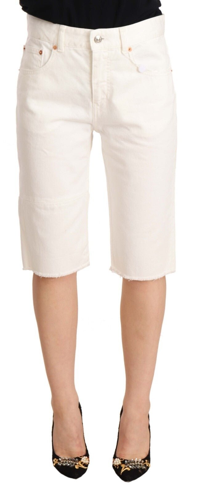 Maison Margiela White Mid Waist Knee Length Bermuda Shorts - RIMODA