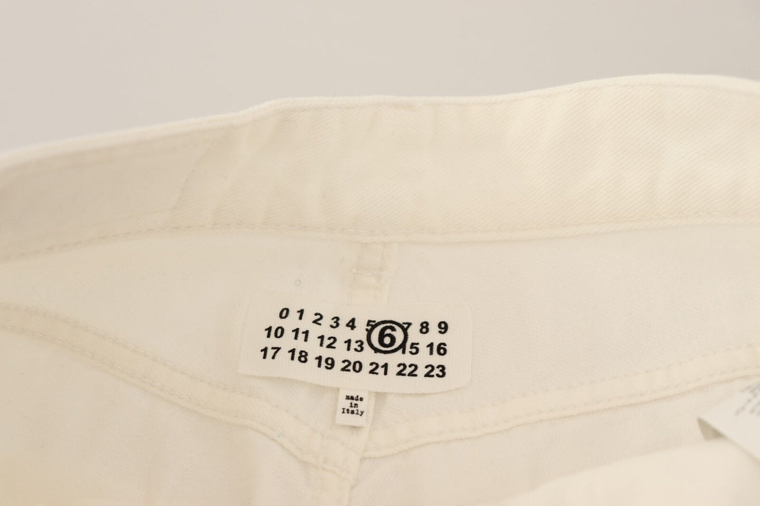 Maison Margiela White Mid Waist Knee Length Bermuda Shorts - RIMODA