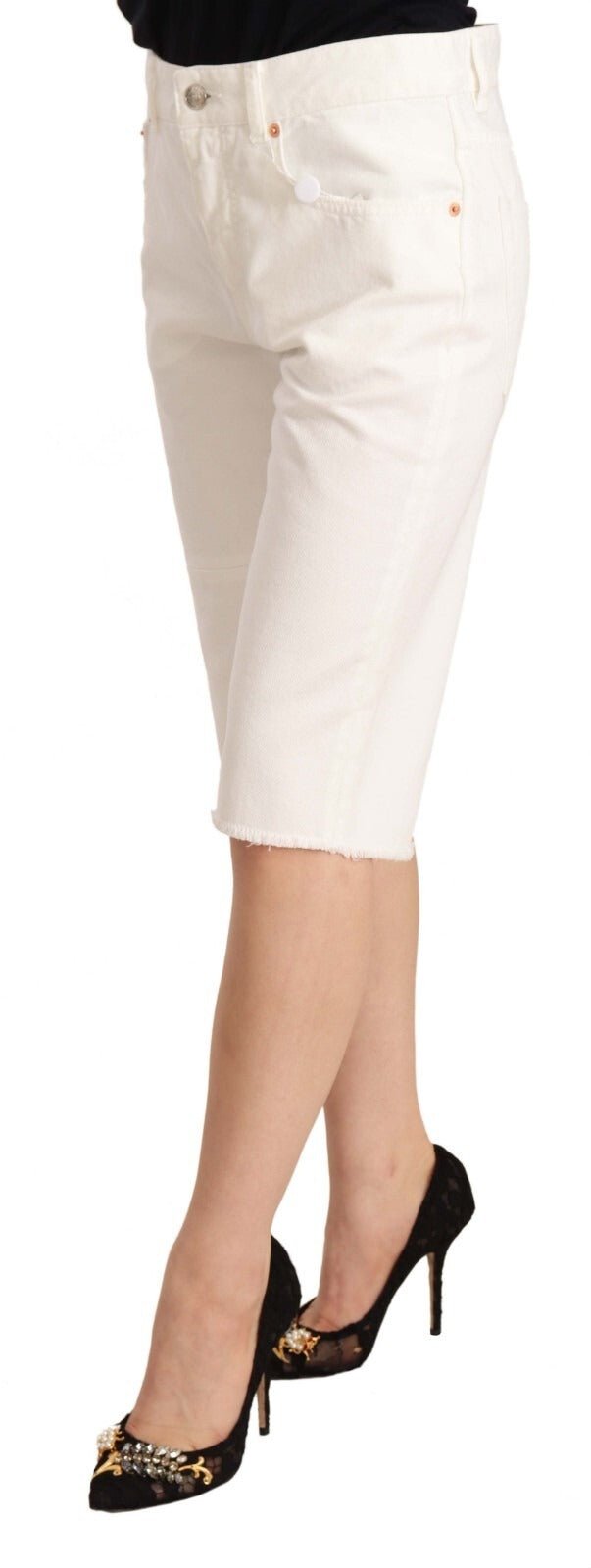 Maison Margiela White Mid Waist Knee Length Bermuda Shorts - RIMODA