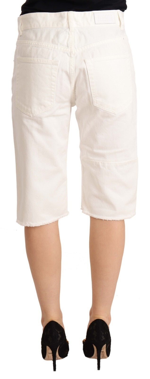 Maison Margiela White Mid Waist Knee Length Bermuda Shorts - RIMODA