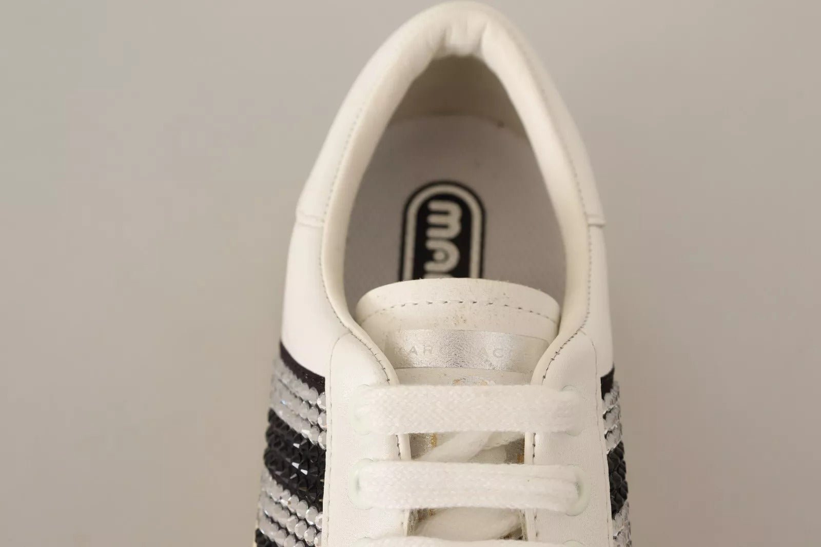 Marc Jacobs White Leather Crystal Embellished Sneakers Shoes - RIMODA