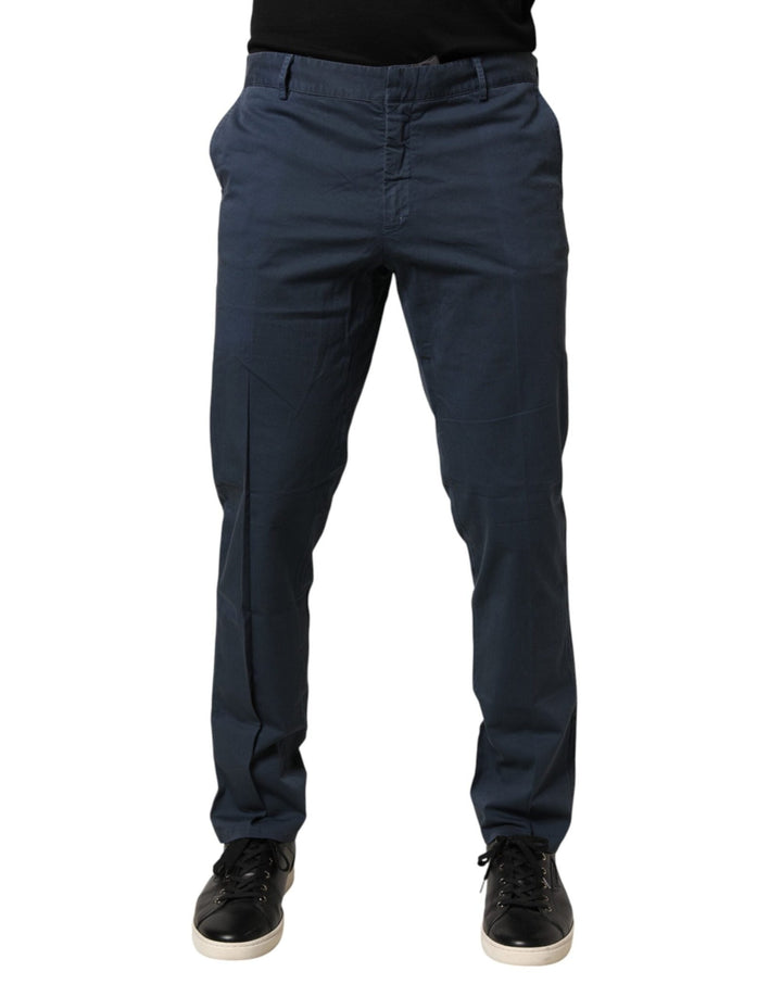 Master Coat Blue Skinny Fit Mid Waist Men Chino Trouser Pants - RIMODA
