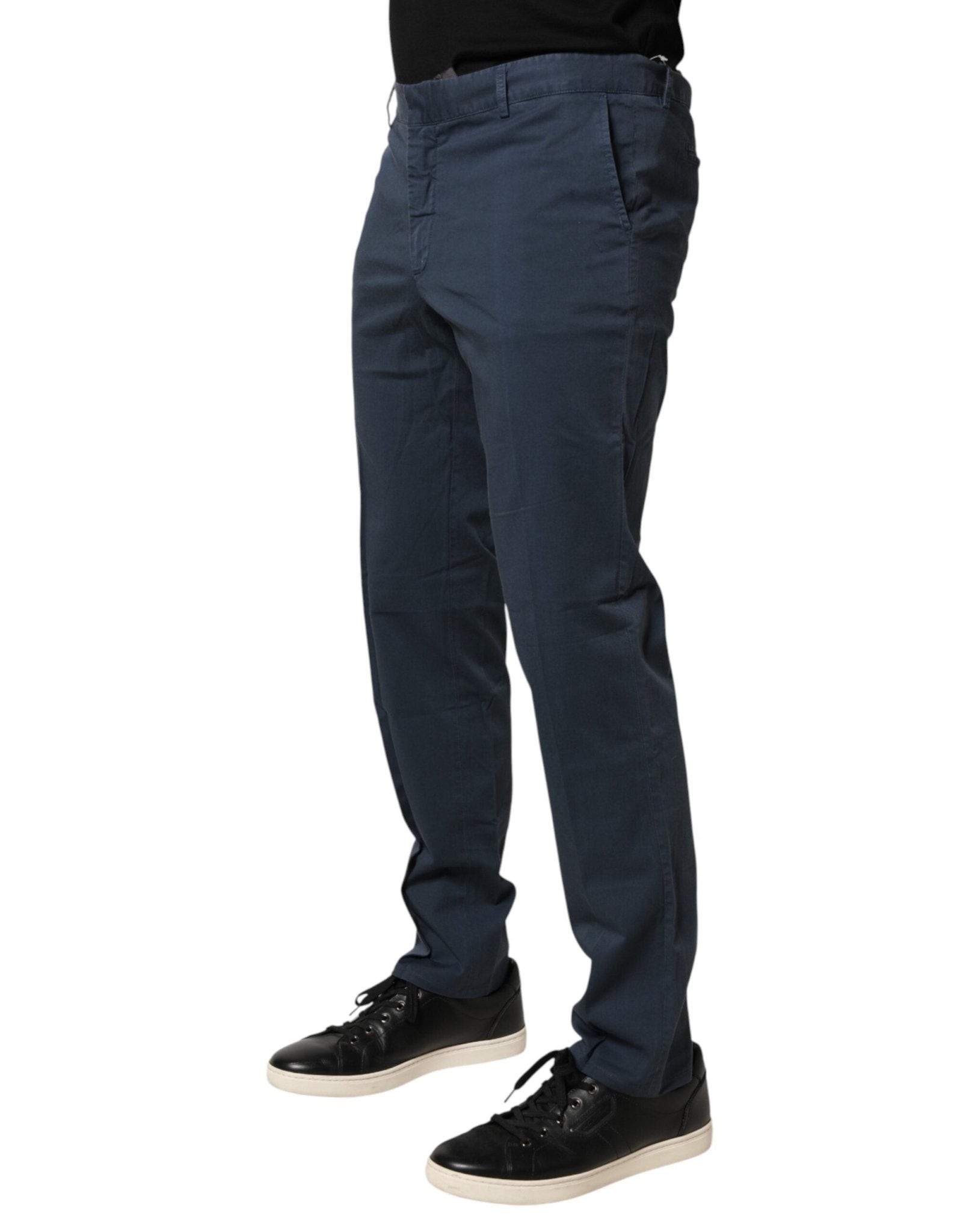 Master Coat Blue Skinny Fit Mid Waist Men Chino Trouser Pants - RIMODA