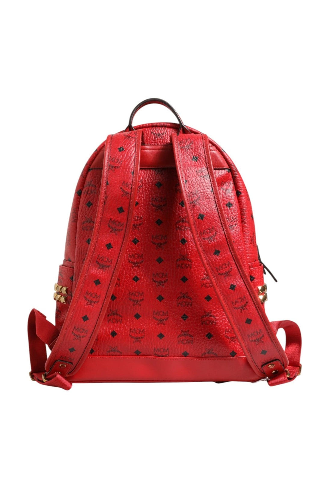 MCM Medium Stark Studded Visetos Backpack - Red - RIMODA