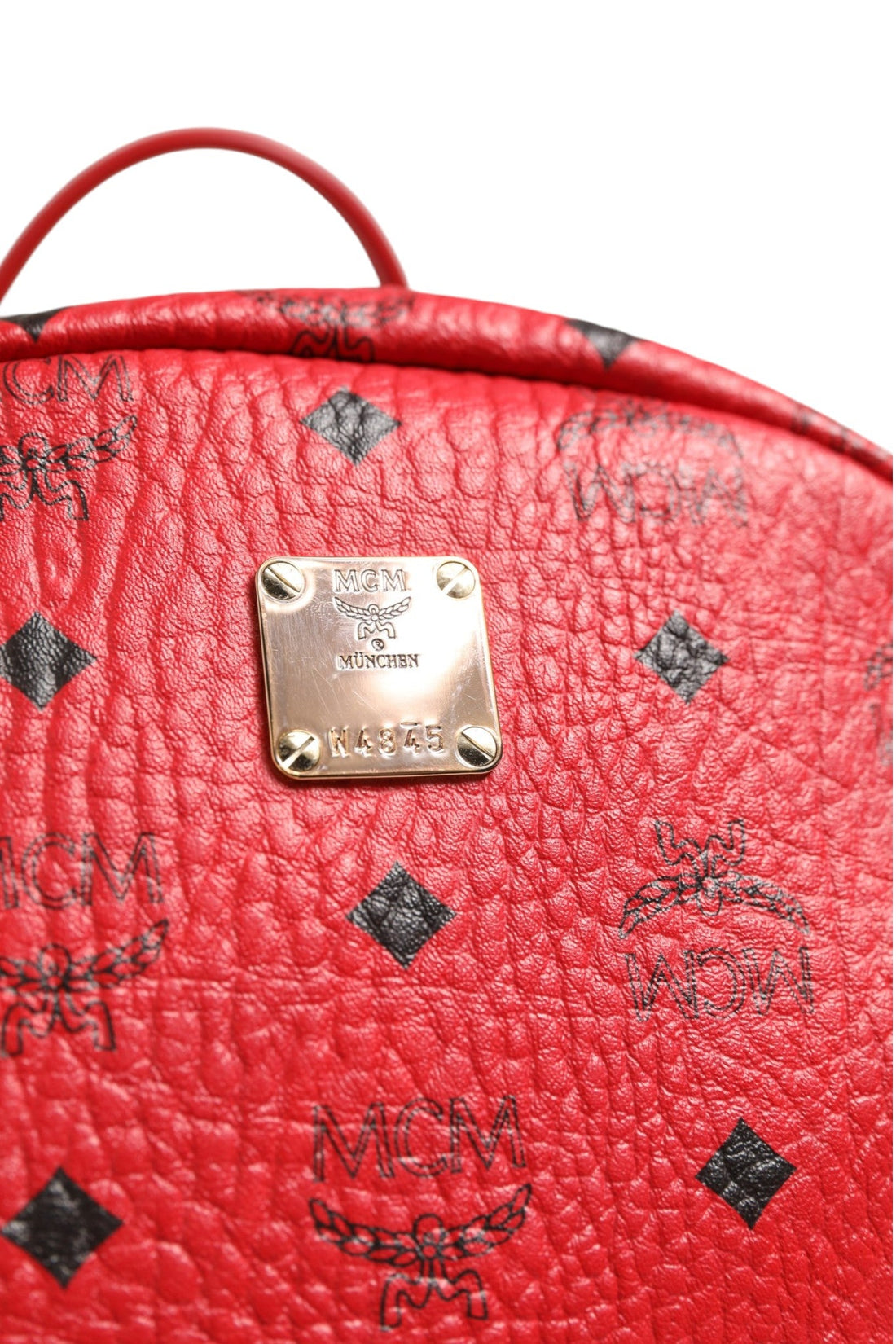 MCM Medium Stark Studded Visetos Backpack - Red - RIMODA