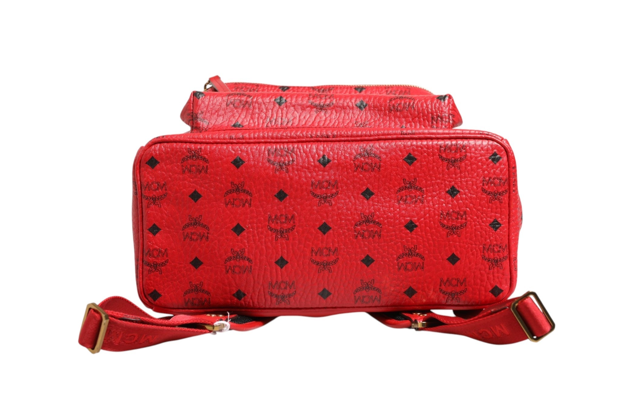 MCM Medium Stark Studded Visetos Backpack - Red - RIMODA