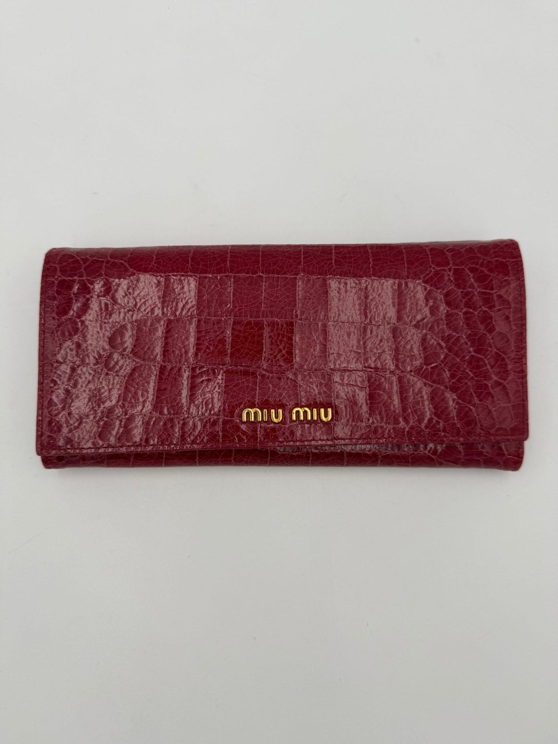 Miu Miu MIU MIU Rosso Crocodile Print Leather Wallet - RIMODA