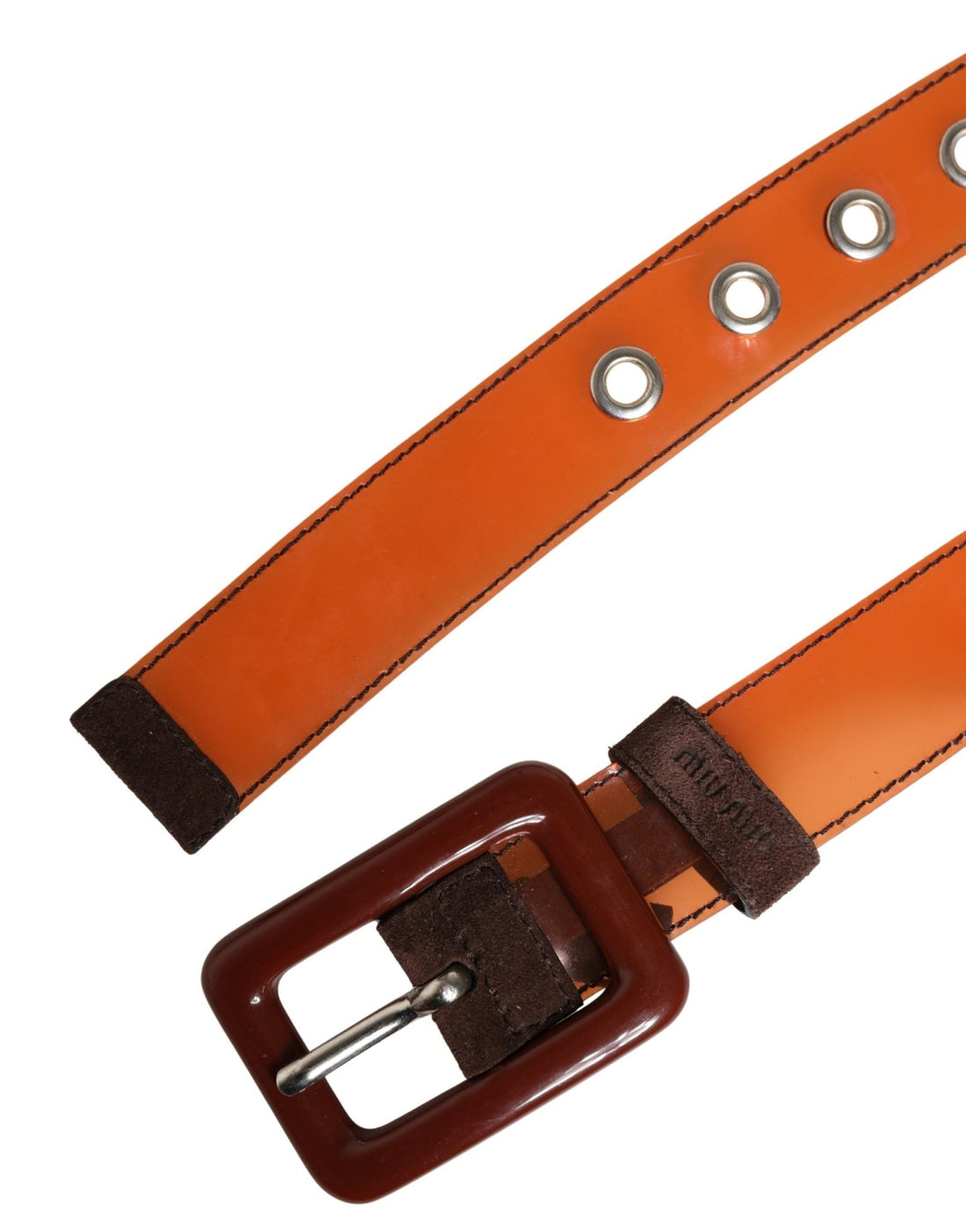 Miu Miu Orange PVC Waist Women Cintura Square Buckle Belt - RIMODA