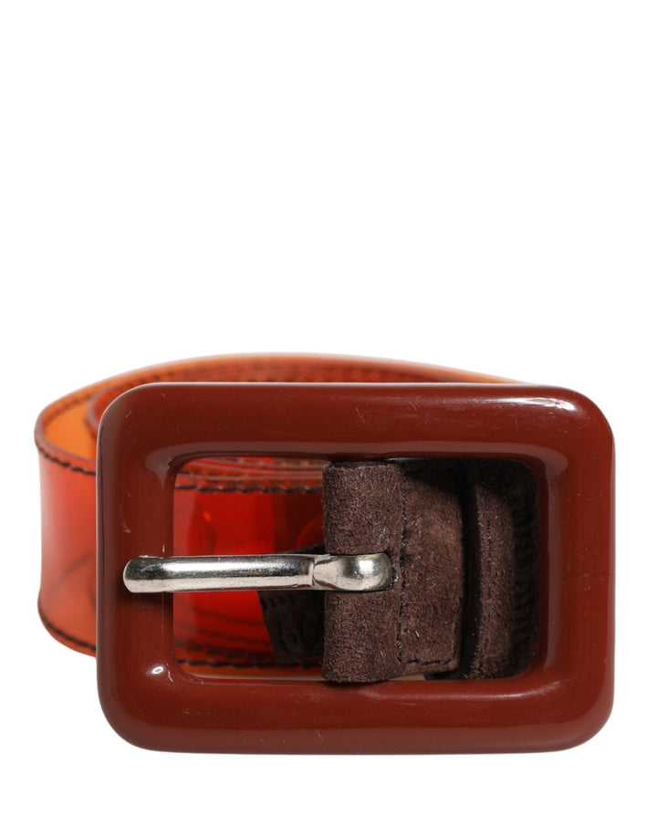 Miu Miu Orange PVC Waist Women Cintura Square Buckle Belt - RIMODA