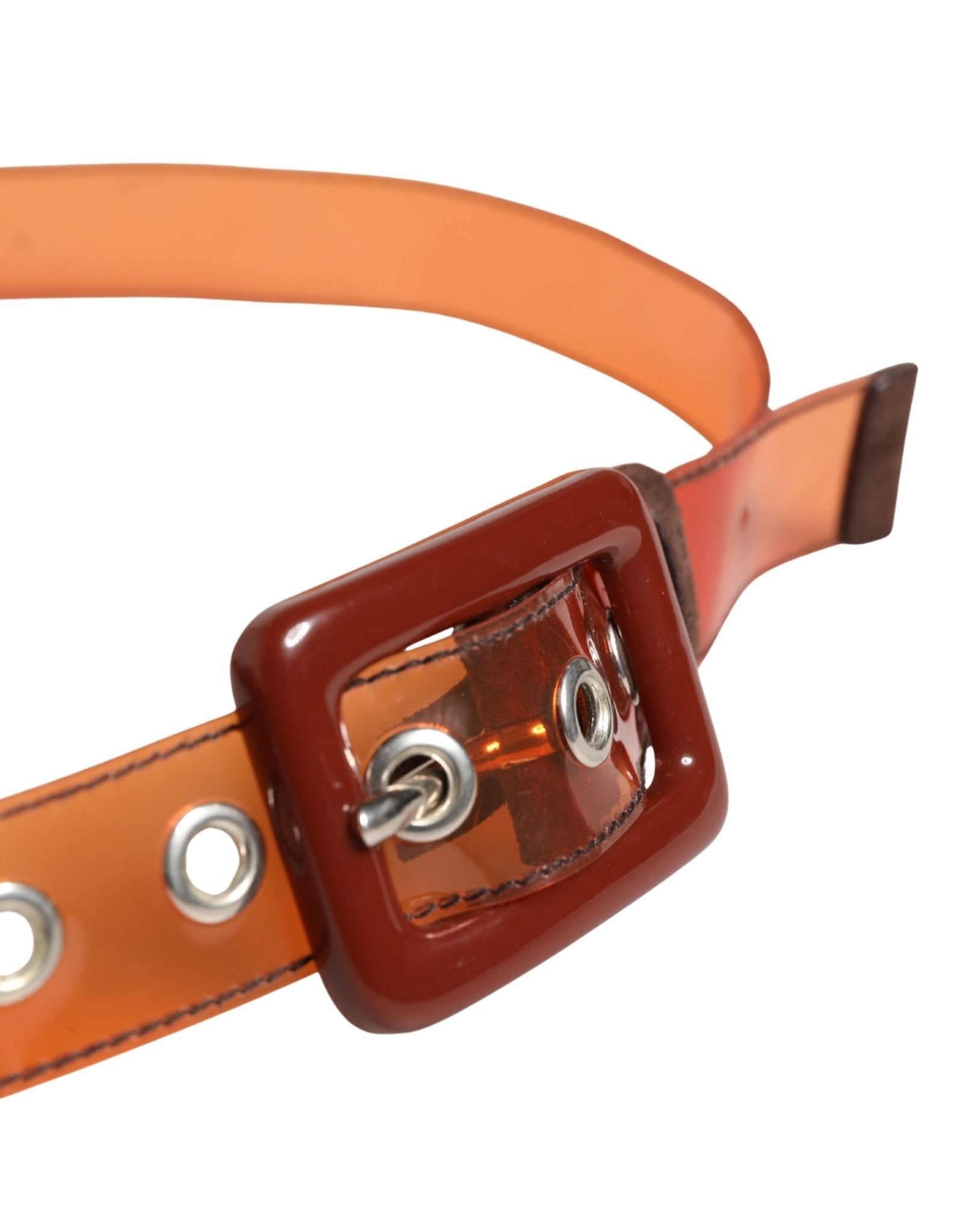 Miu Miu Orange PVC Waist Women Cintura Square Buckle Belt - RIMODA
