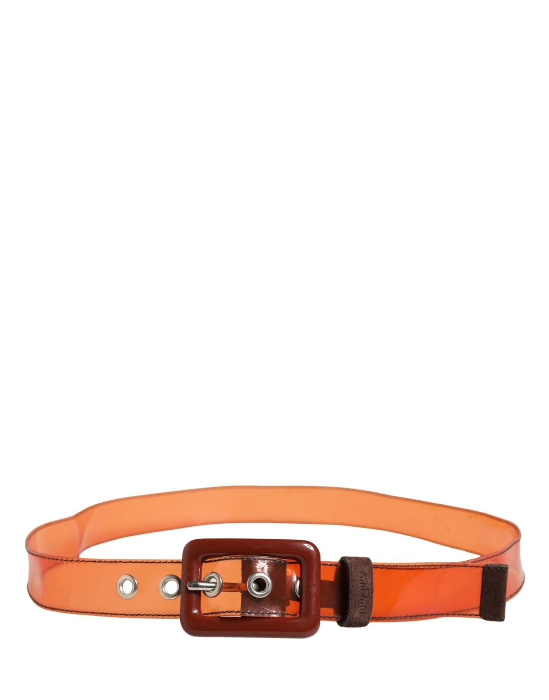 Miu Miu Orange PVC Waist Women Cintura Square Buckle Belt - RIMODA