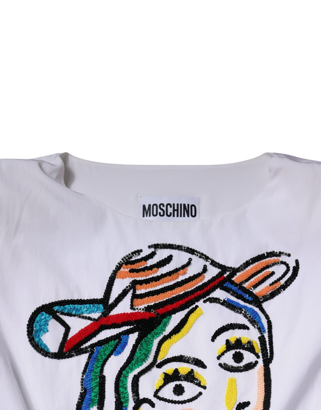 Moschino Couture White Printed Viscose Sheath Mini Dress - RIMODA