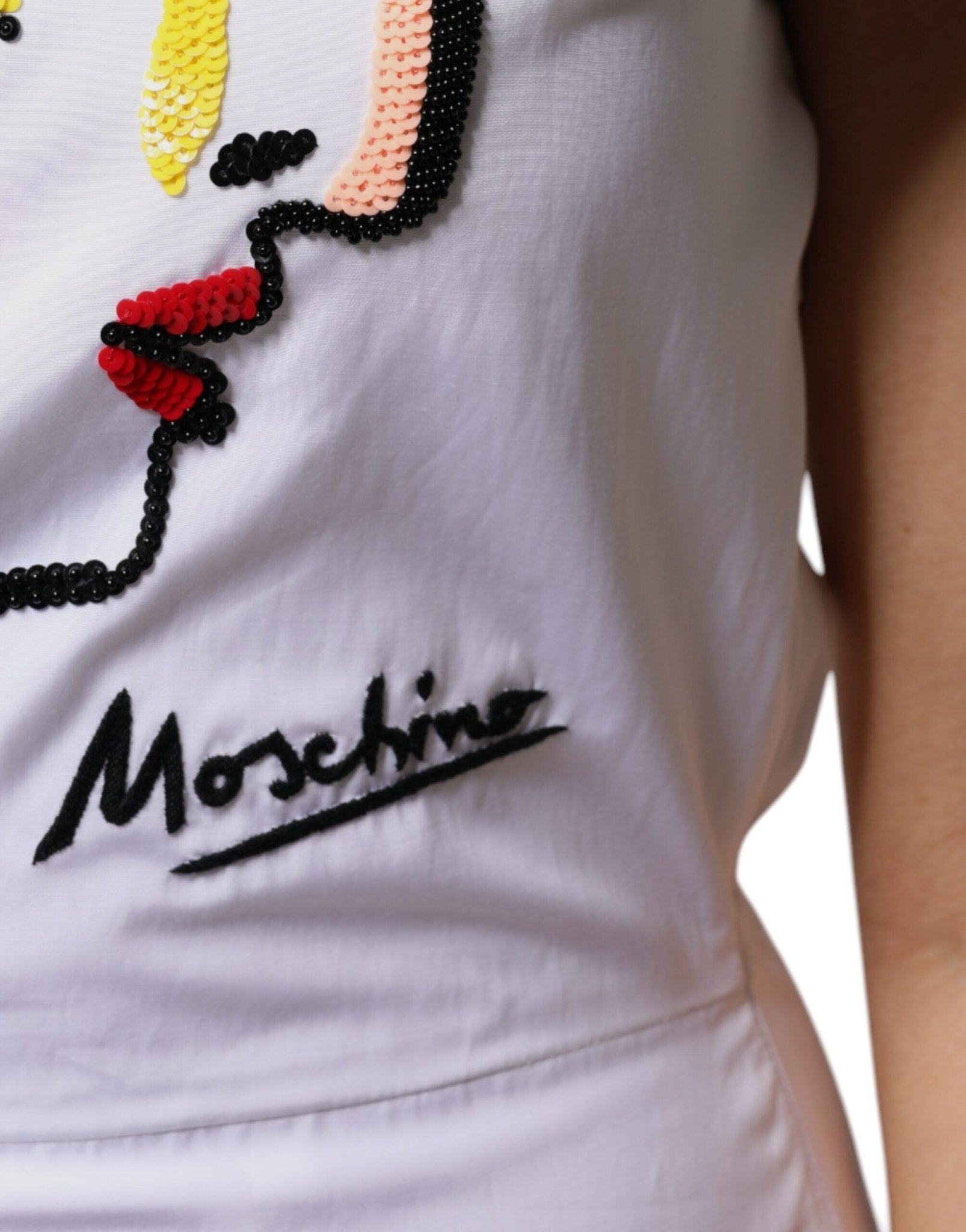 Moschino Couture White Printed Viscose Sheath Mini Dress - RIMODA