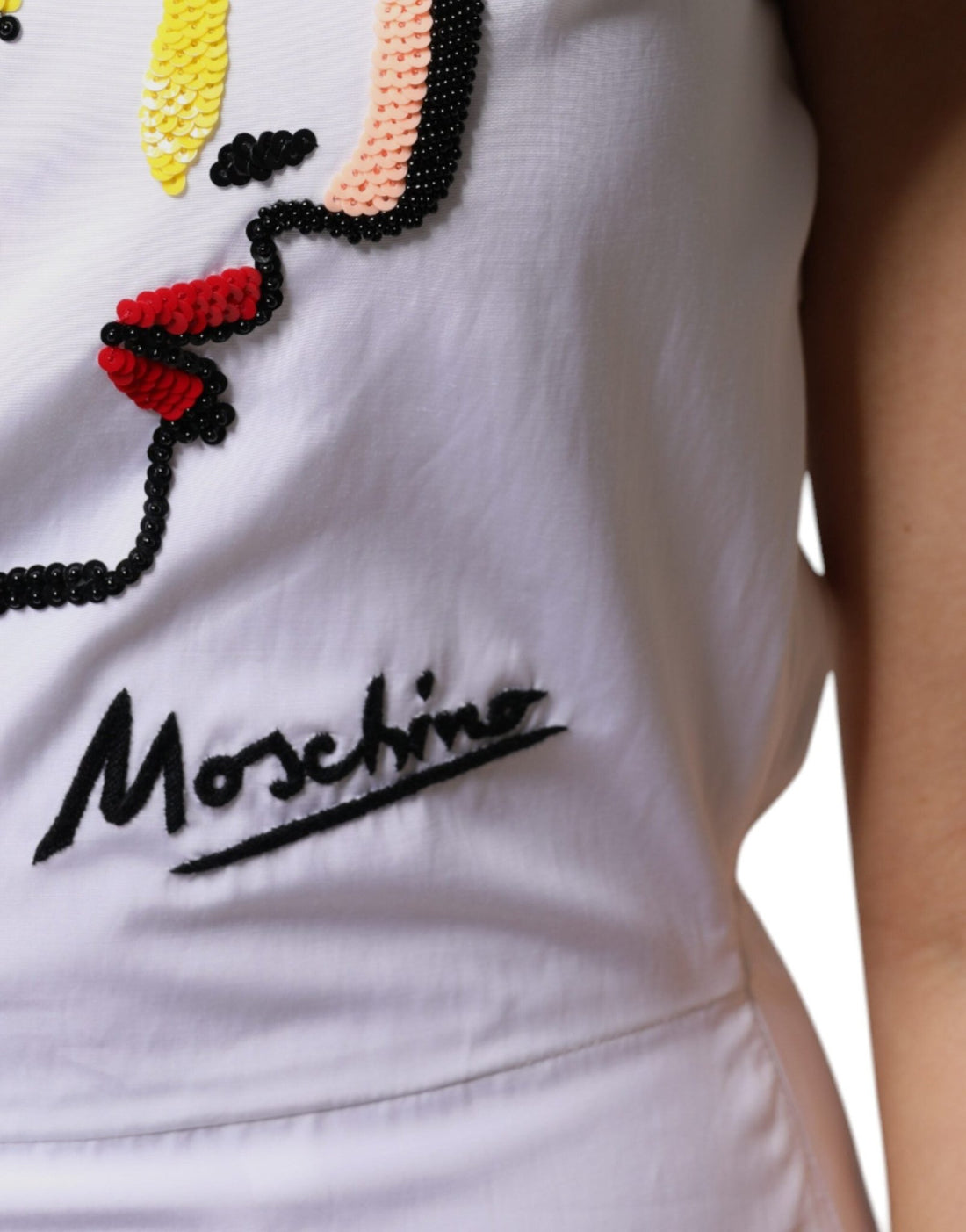 Moschino Couture White Printed Viscose Sheath Mini Dress - RIMODA