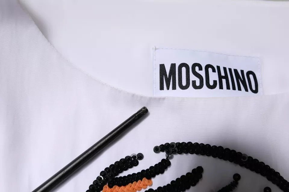 Moschino Couture White Printed Viscose Sheath Mini Dress - RIMODA