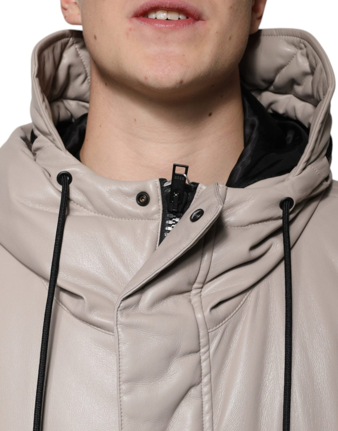 MSGM Beige Full Zip Hooded Long Sleeves Casual Coat Jacket - RIMODA