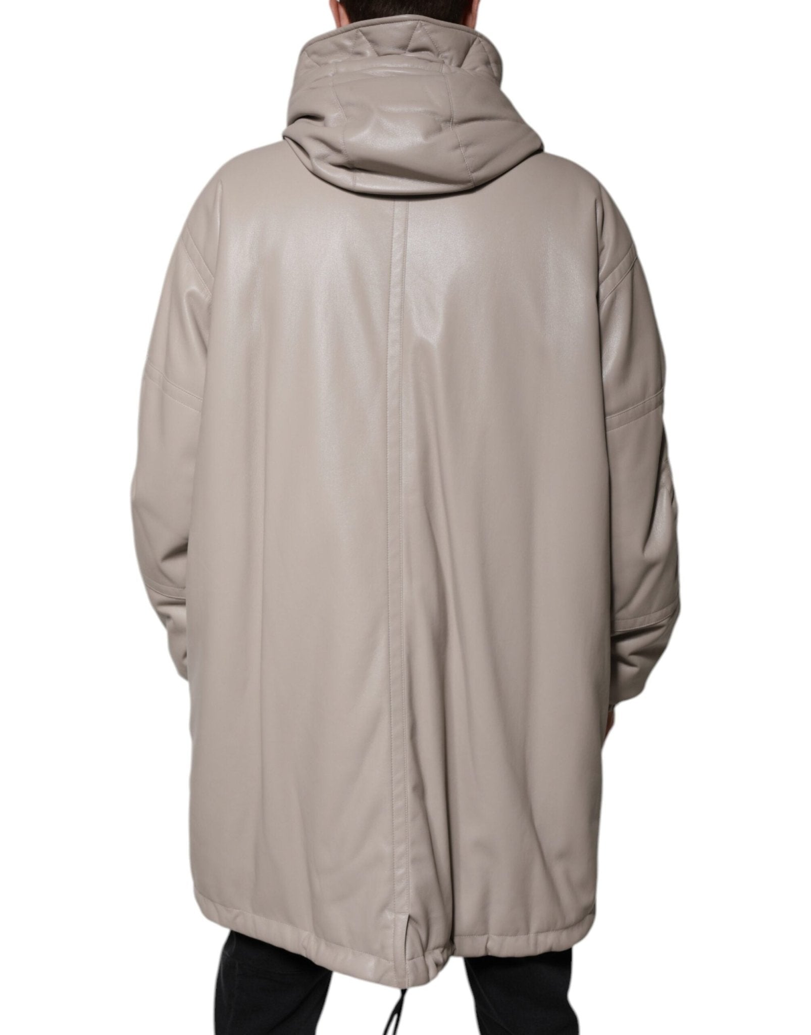 MSGM Beige Full Zip Hooded Long Sleeves Casual Coat Jacket - RIMODA