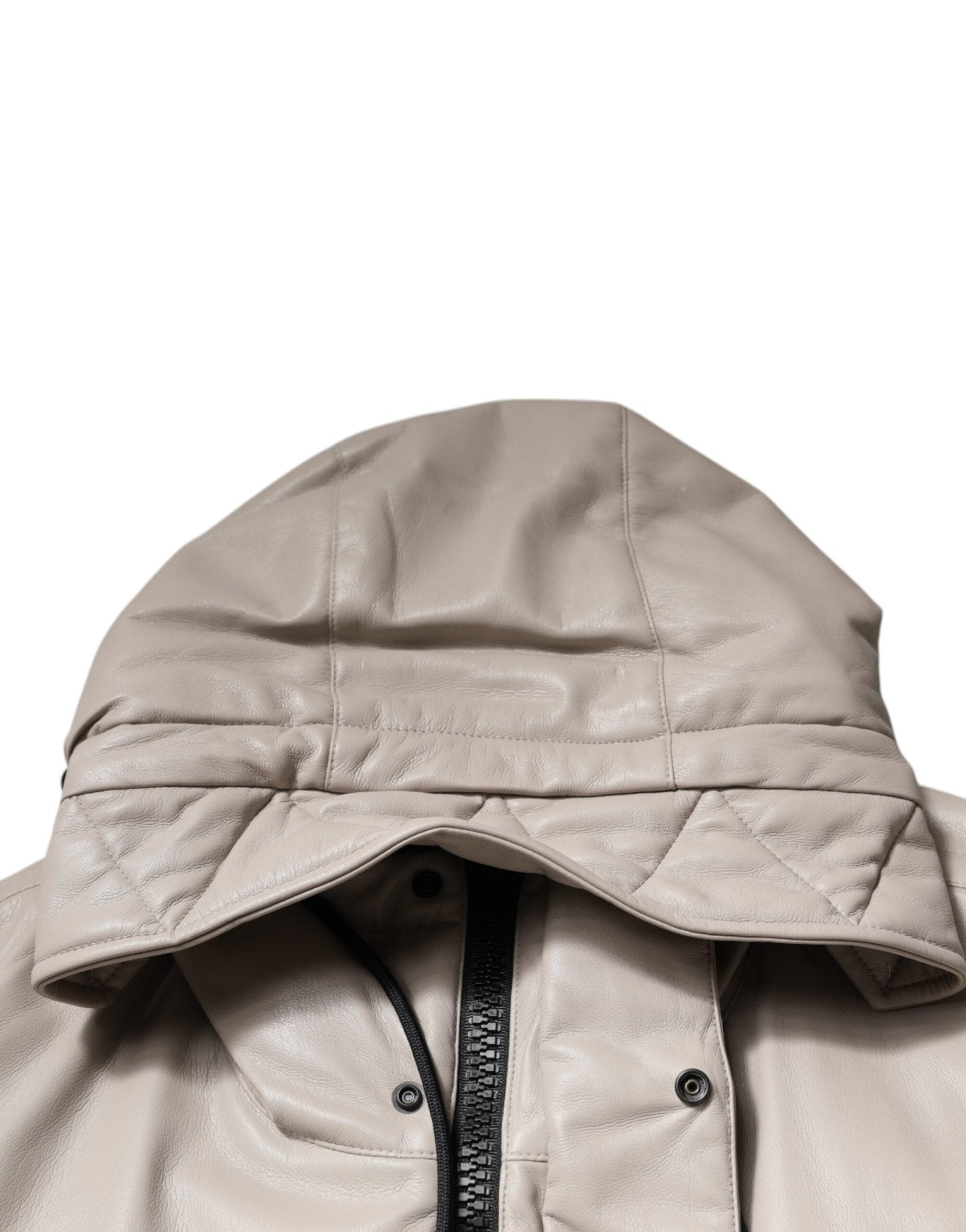 MSGM Beige Full Zip Hooded Long Sleeves Casual Coat Jacket - RIMODA