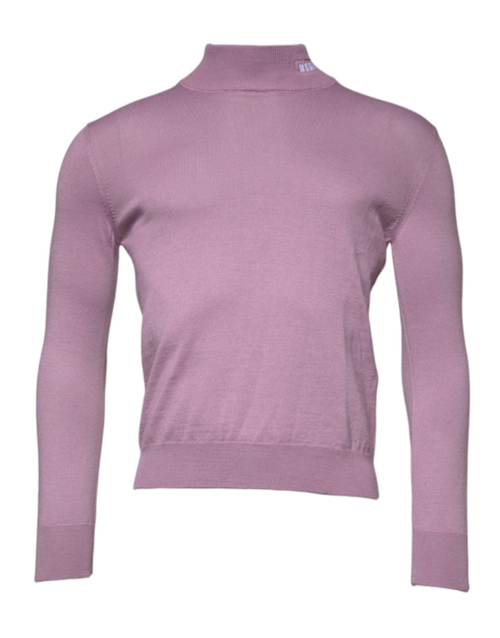 MSGM Purple Wool Knit Turtle Neck Long Sleeve Pullover Sweater - RIMODA
