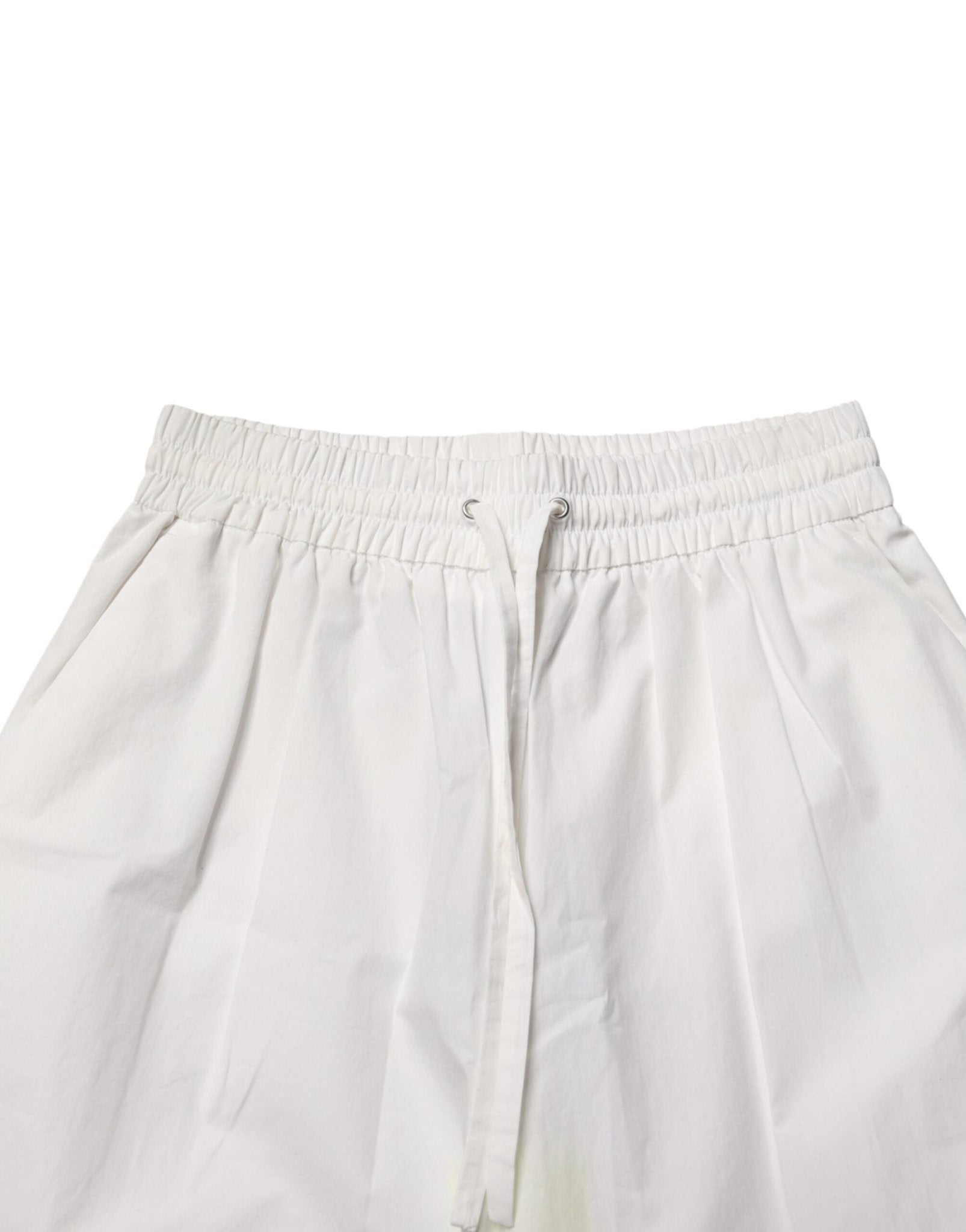 MSGM White Cotton High Waist Wide Leg Straight Bermuda Shorts - RIMODA