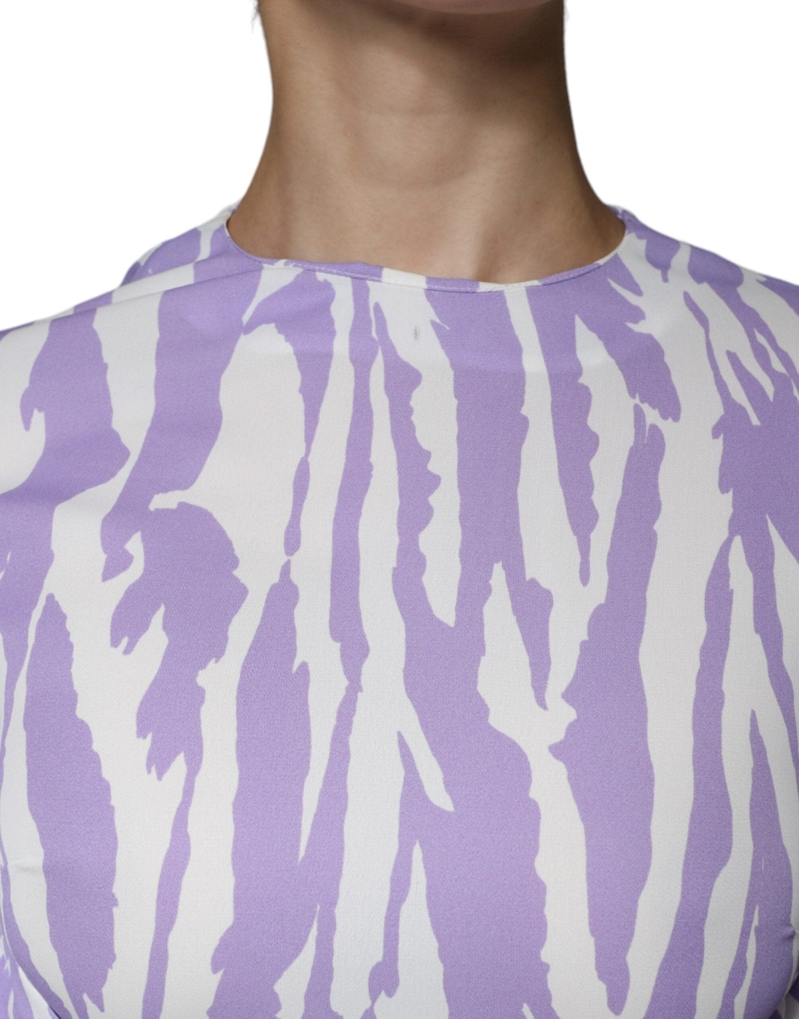 MSGM White Purple Patterned Viscose Short Sleeves Maxi Dress - RIMODA