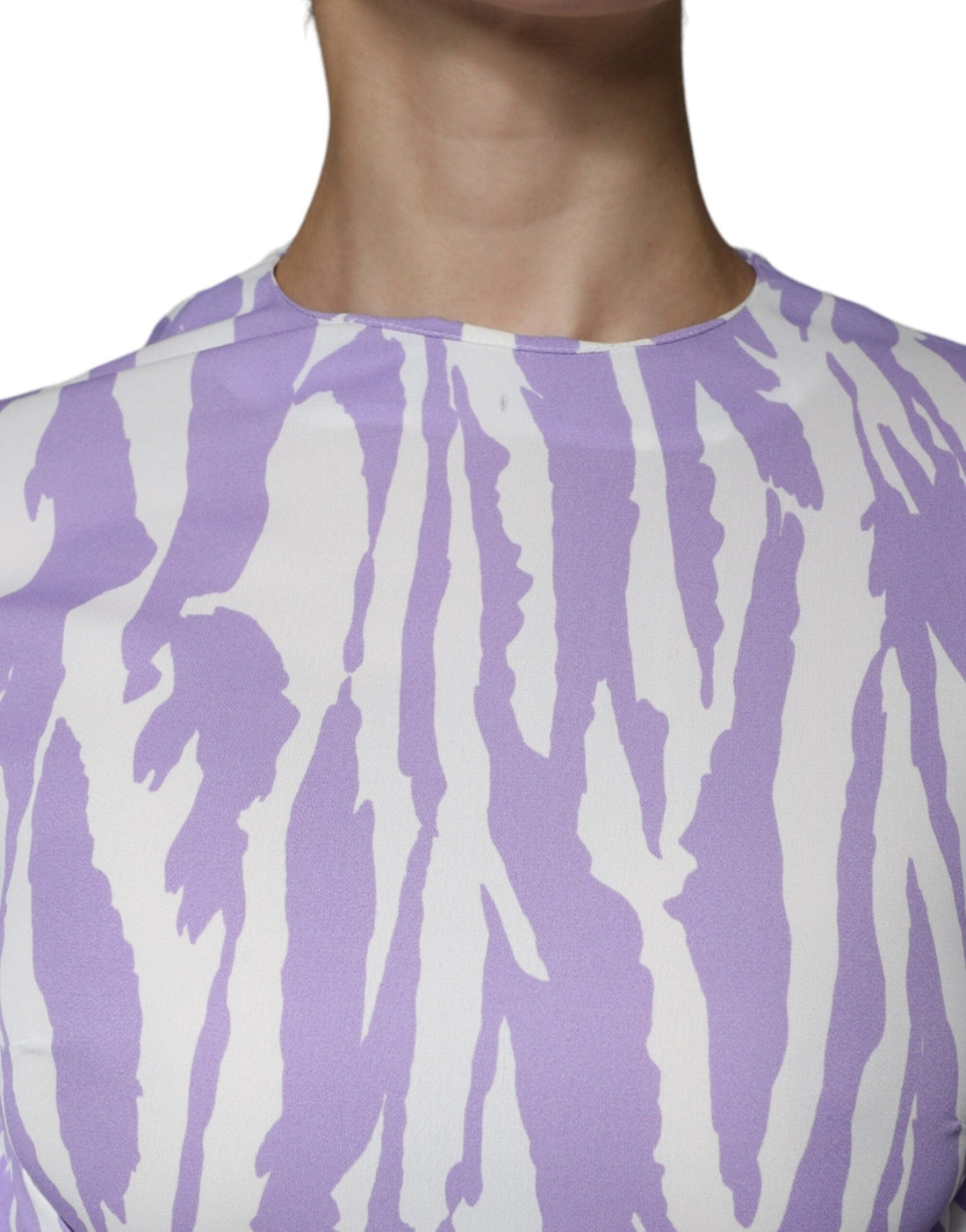MSGM White Purple Patterned Viscose Short Sleeves Maxi Dress - RIMODA