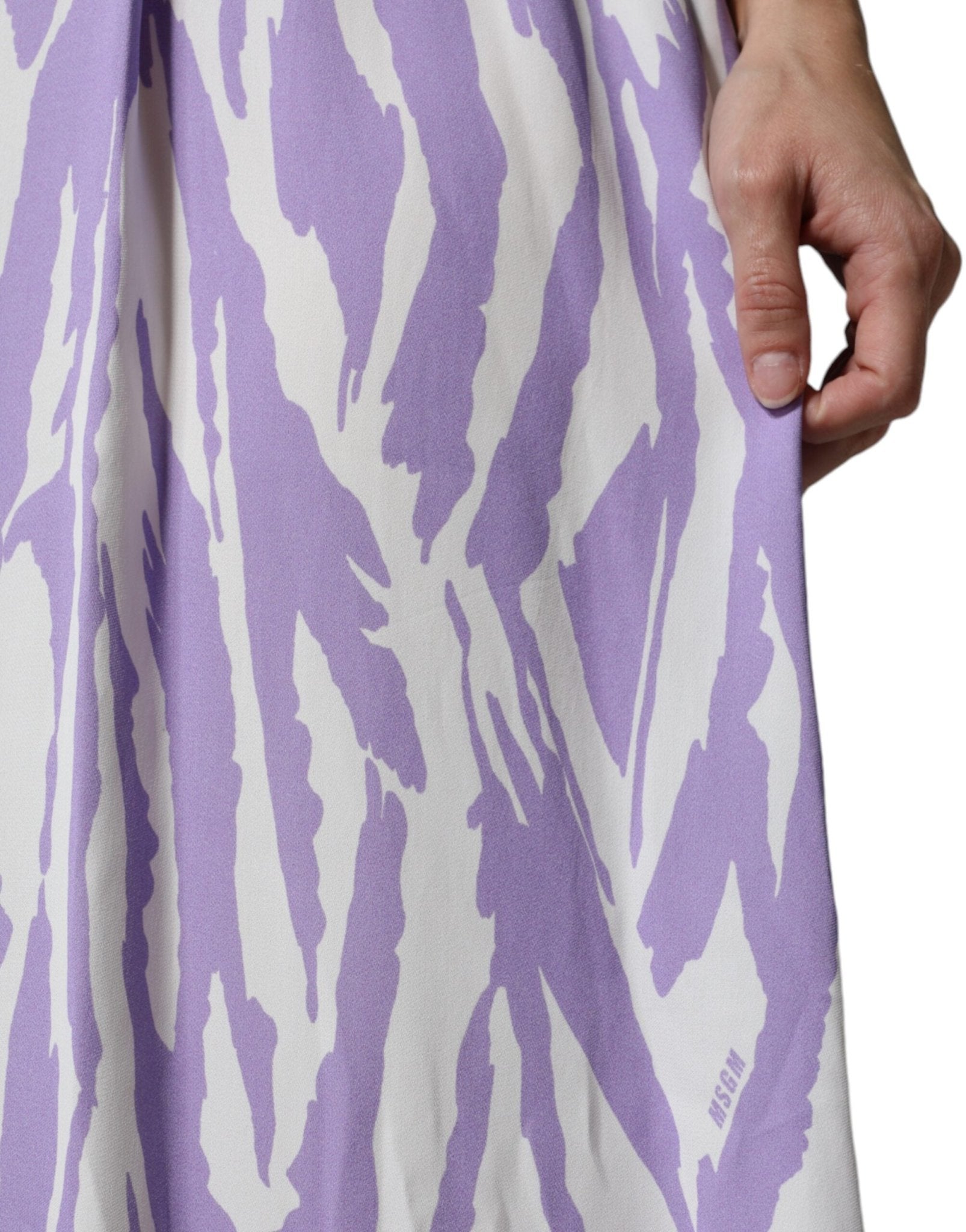 MSGM White Purple Patterned Viscose Short Sleeves Maxi Dress - RIMODA
