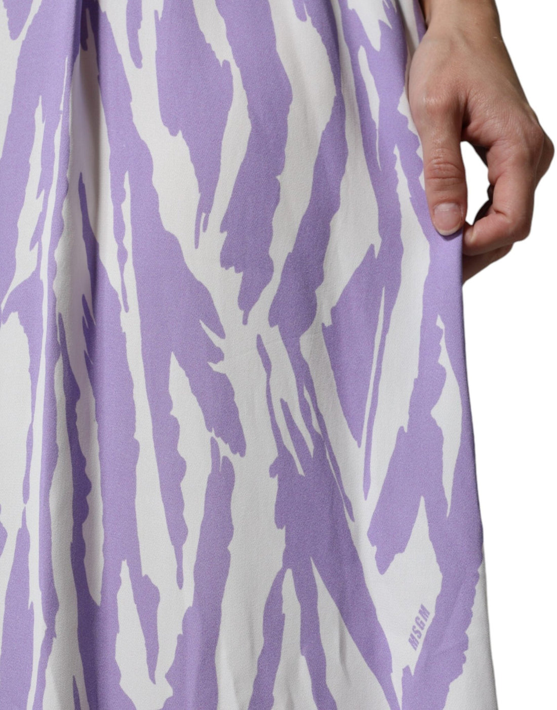 MSGM White Purple Patterned Viscose Short Sleeves Maxi Dress - RIMODA
