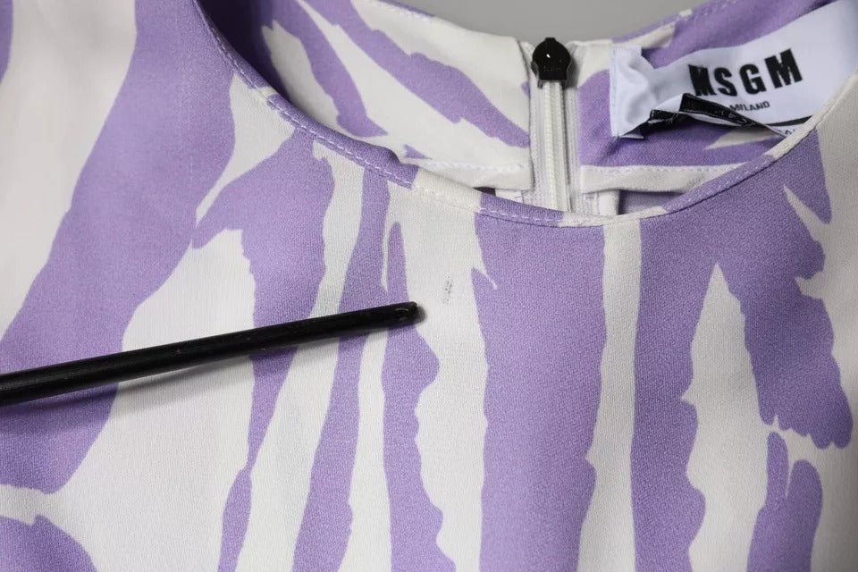MSGM White Purple Patterned Viscose Short Sleeves Maxi Dress - RIMODA