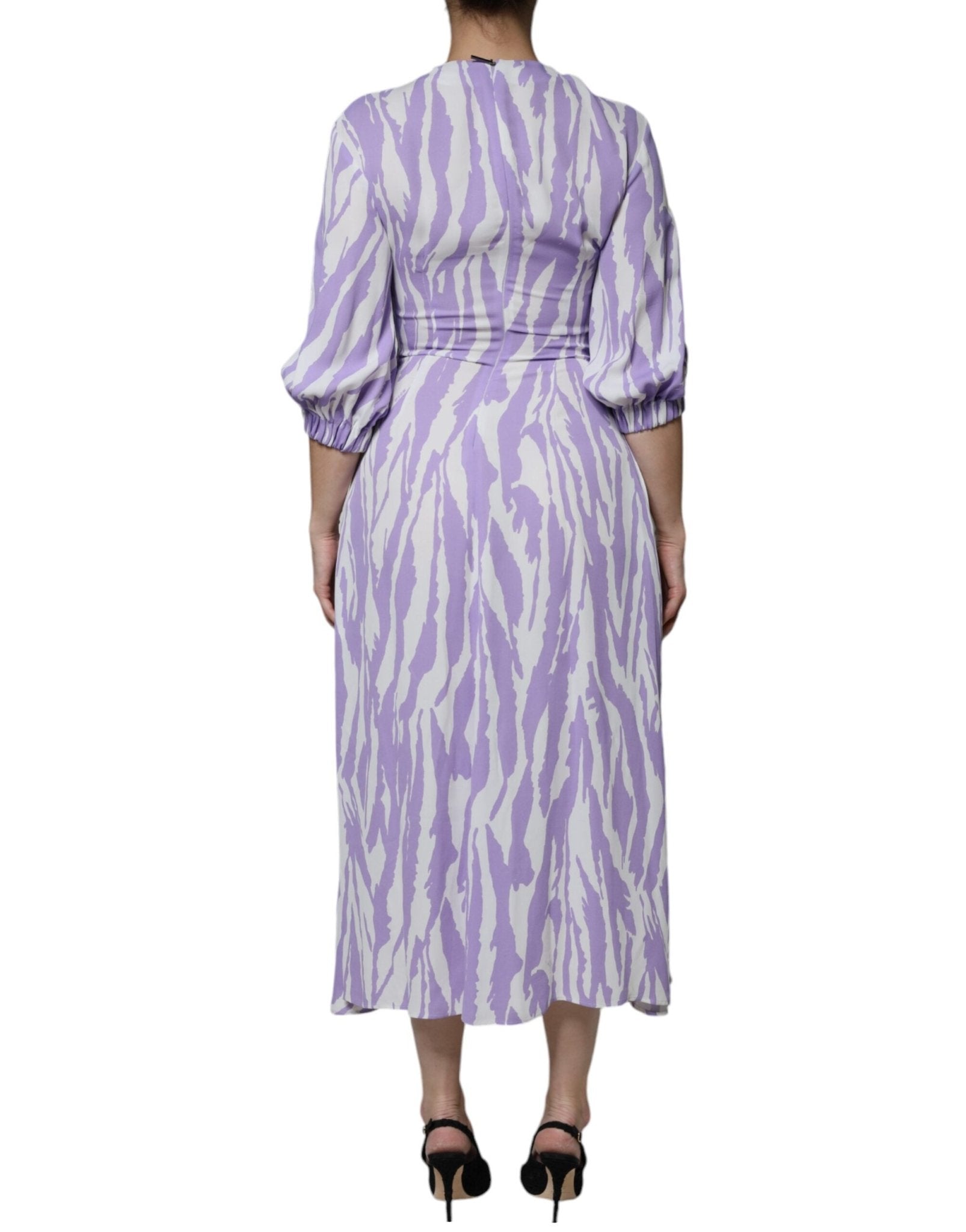 MSGM White Purple Patterned Viscose Short Sleeves Maxi Dress - RIMODA