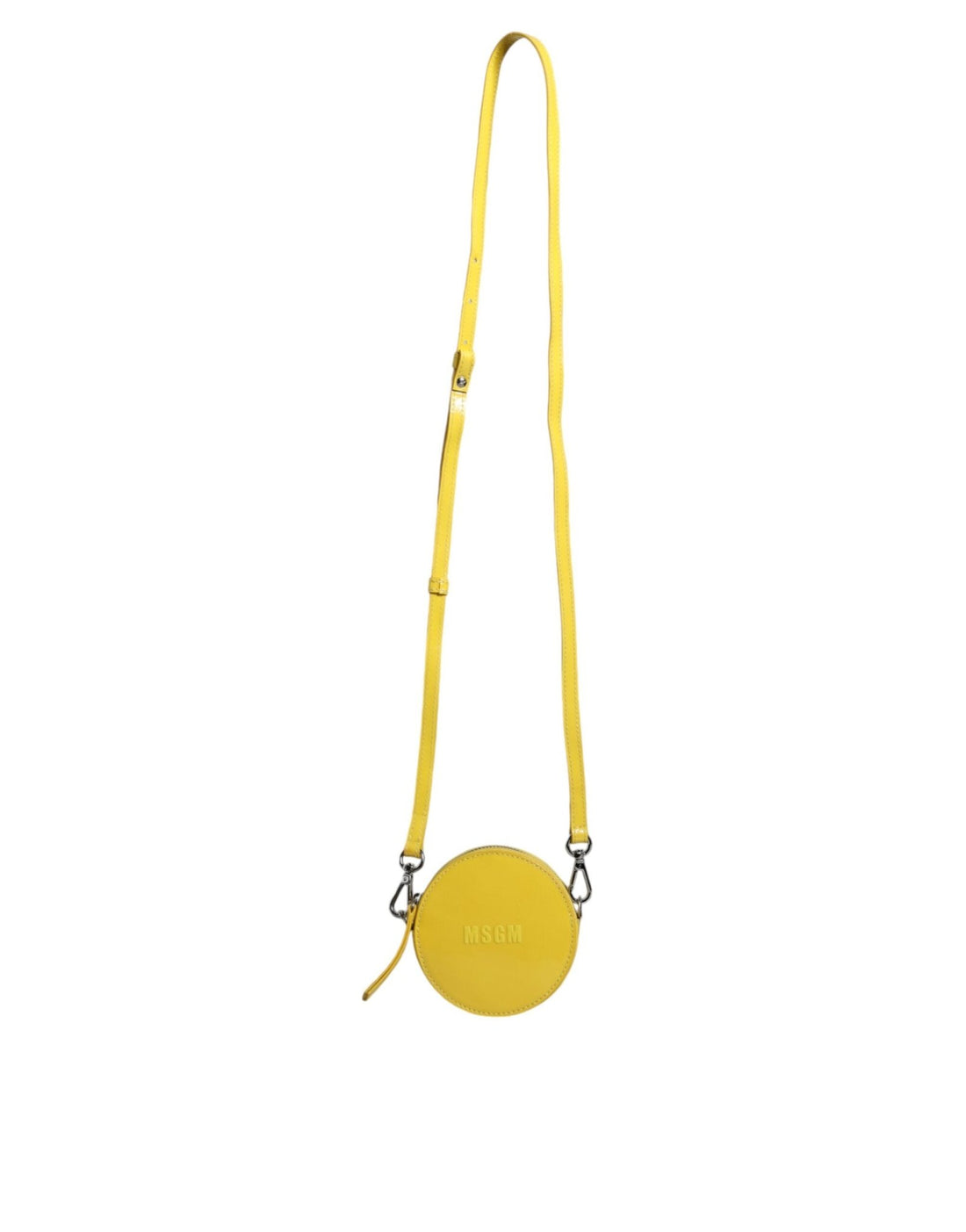MSGM Yellow Leather Logo Crossbody Sling Shoulder Round Bag - RIMODA