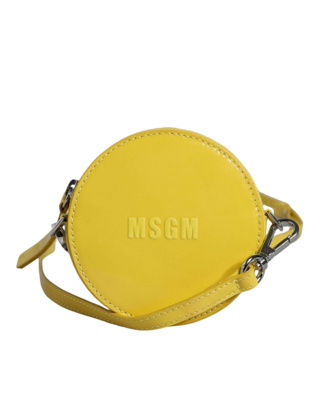 MSGM Yellow Leather Logo Crossbody Sling Shoulder Round Bag - RIMODA