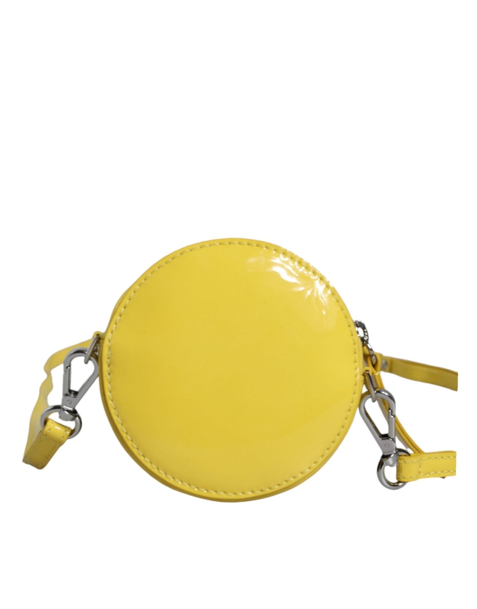 MSGM Yellow Leather Logo Crossbody Sling Shoulder Round Bag - RIMODA