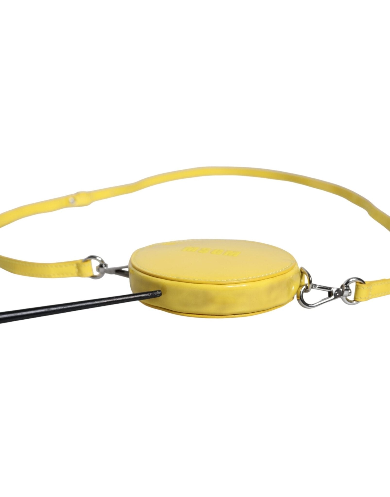 MSGM Yellow Leather Logo Crossbody Sling Shoulder Round Bag - RIMODA