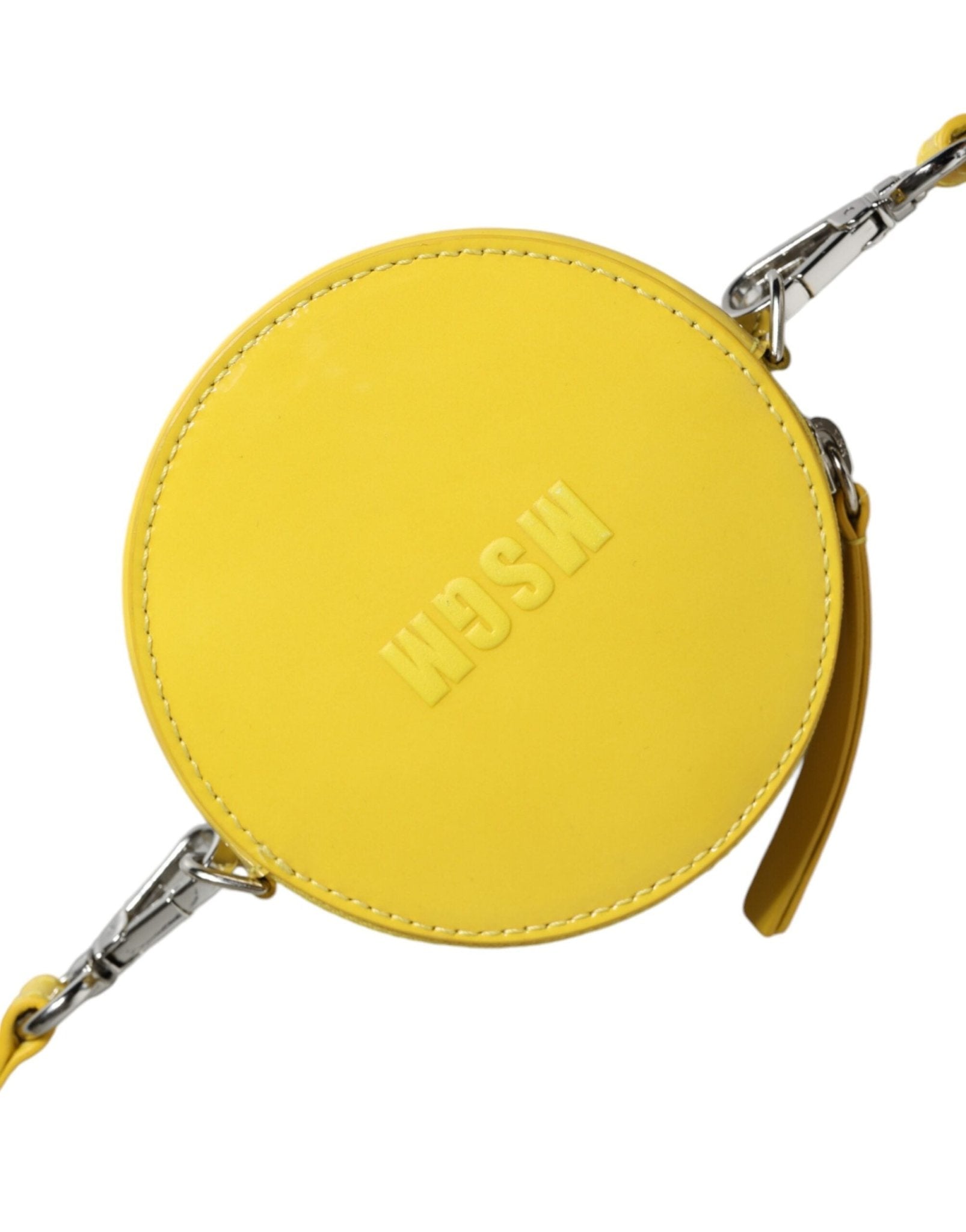 MSGM Yellow Leather Logo Crossbody Sling Shoulder Round Bag - RIMODA
