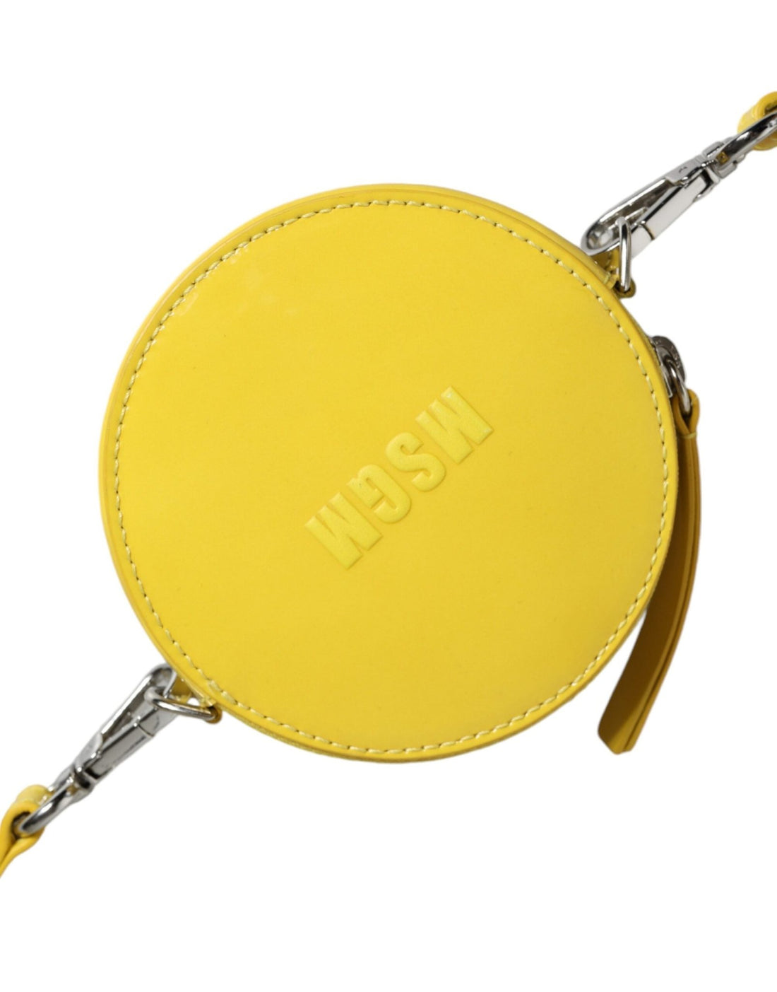 MSGM Yellow Leather Logo Crossbody Sling Shoulder Round Bag - RIMODA