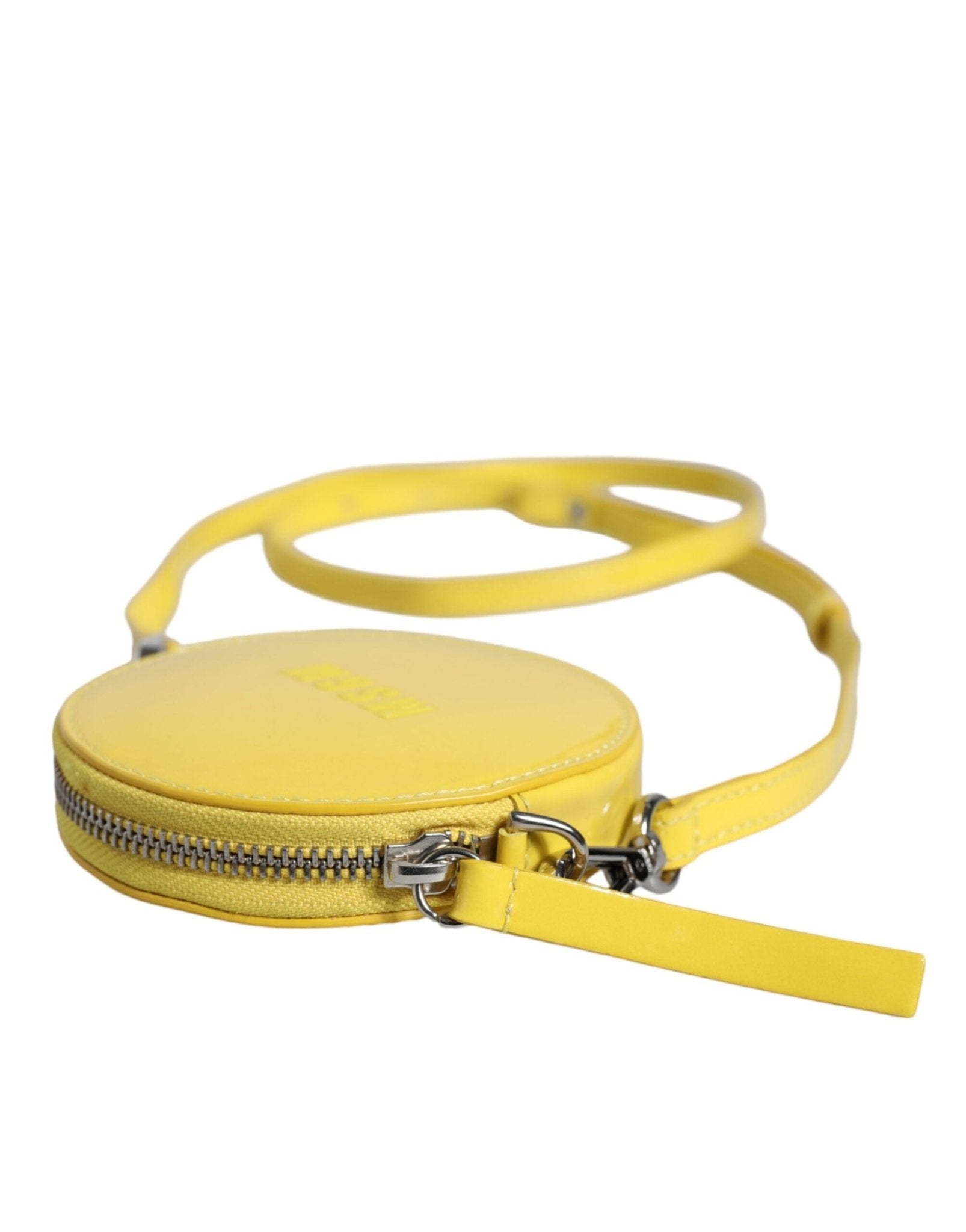 MSGM Yellow Leather Logo Crossbody Sling Shoulder Round Bag - RIMODA