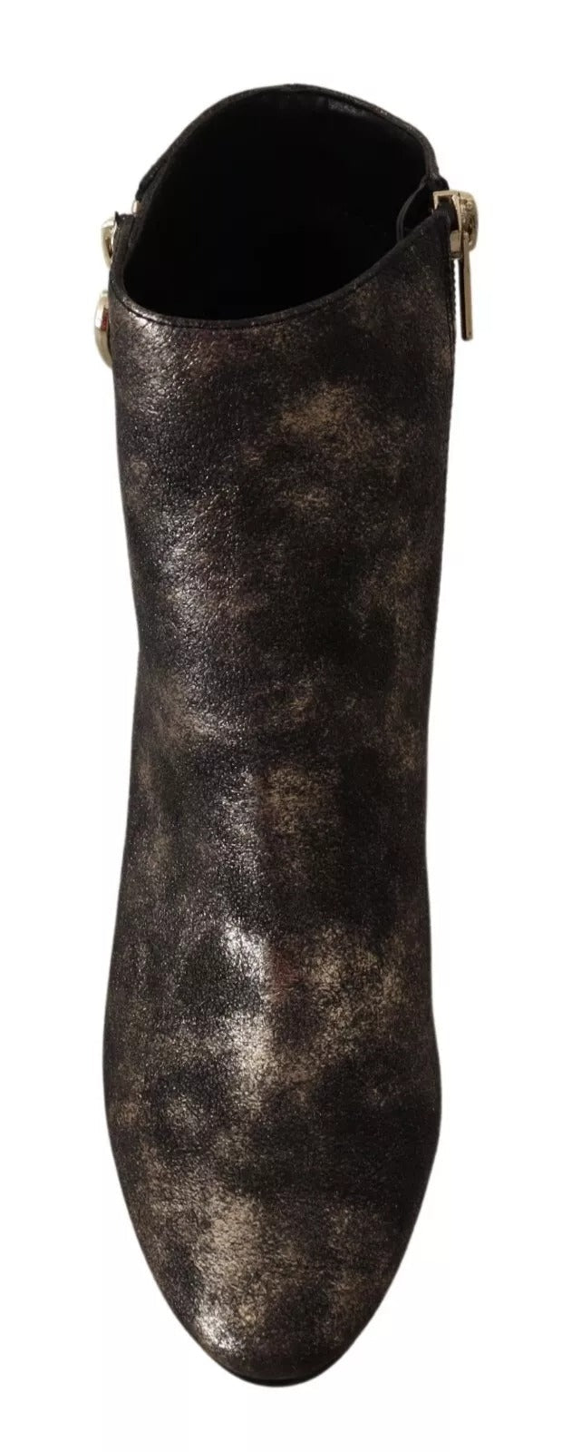 MY TWIN Black Leather Block Heels Ankle Boots Zipper Shoes - RIMODA