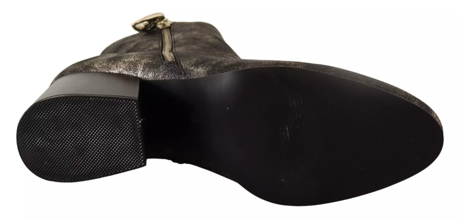 MY TWIN Black Leather Block Heels Ankle Boots Zipper Shoes - RIMODA