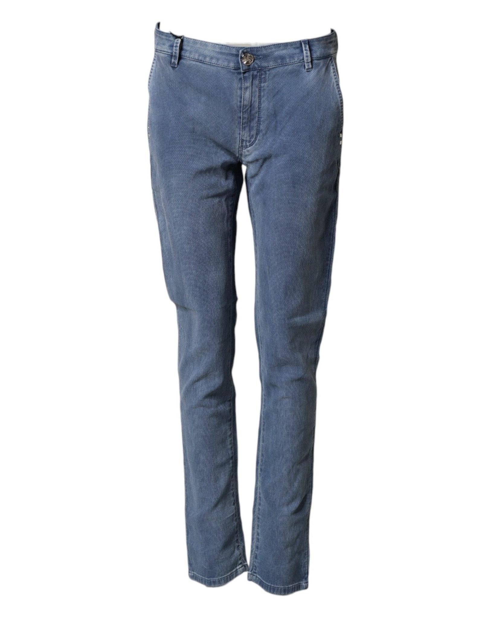 Nine In The Morning Blue Cotton Stretch Men Chino Trouser Pants - RIMODA