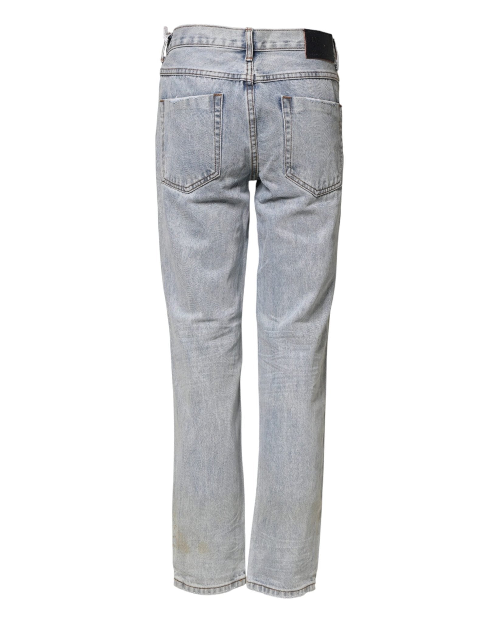 One Teaspoon Light Blue Tattered Mid Waist Straight Denim Jeans - RIMODA