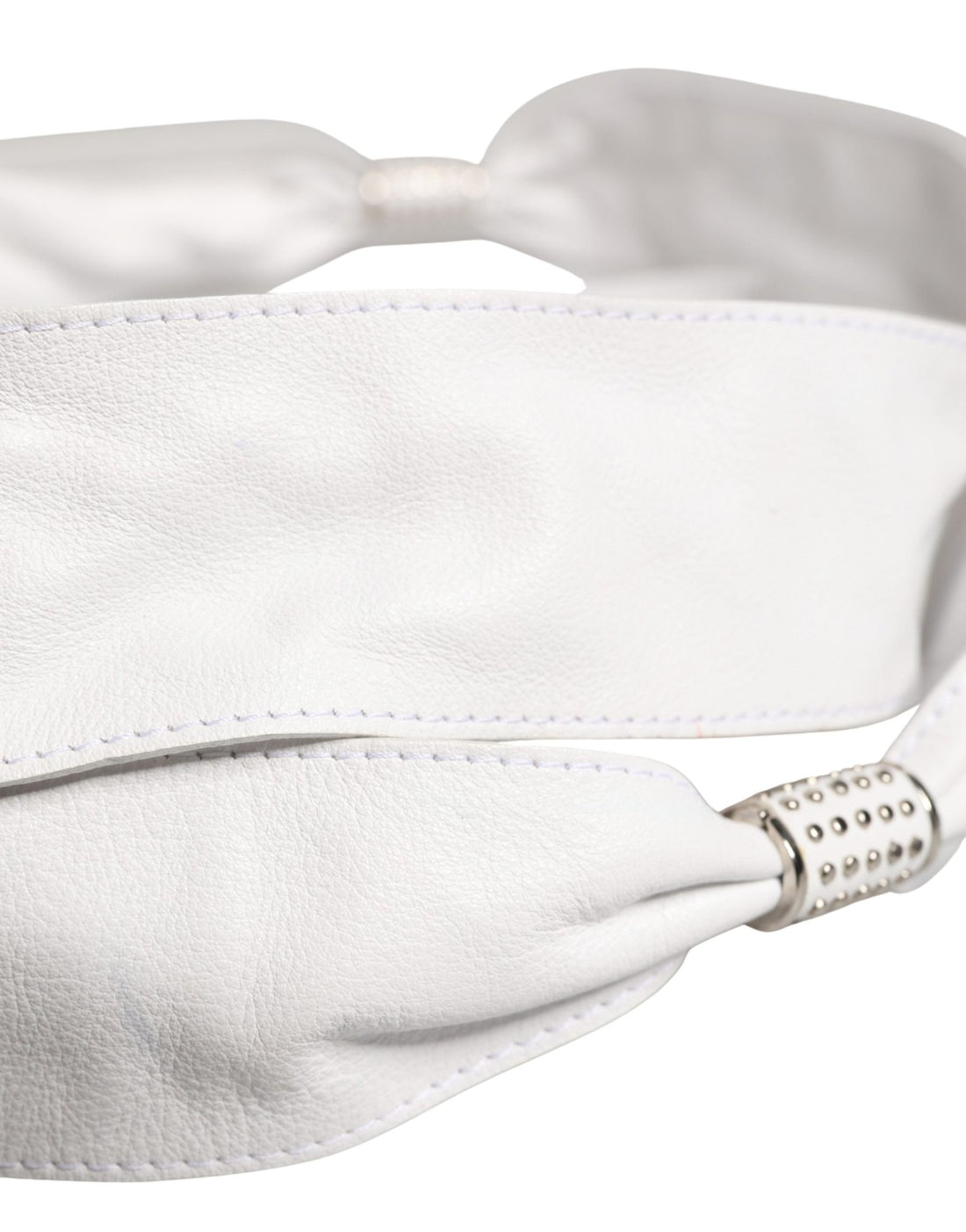 Orciani Women White Leather Embellished Wide Waist Cintura Belt - RIMODA