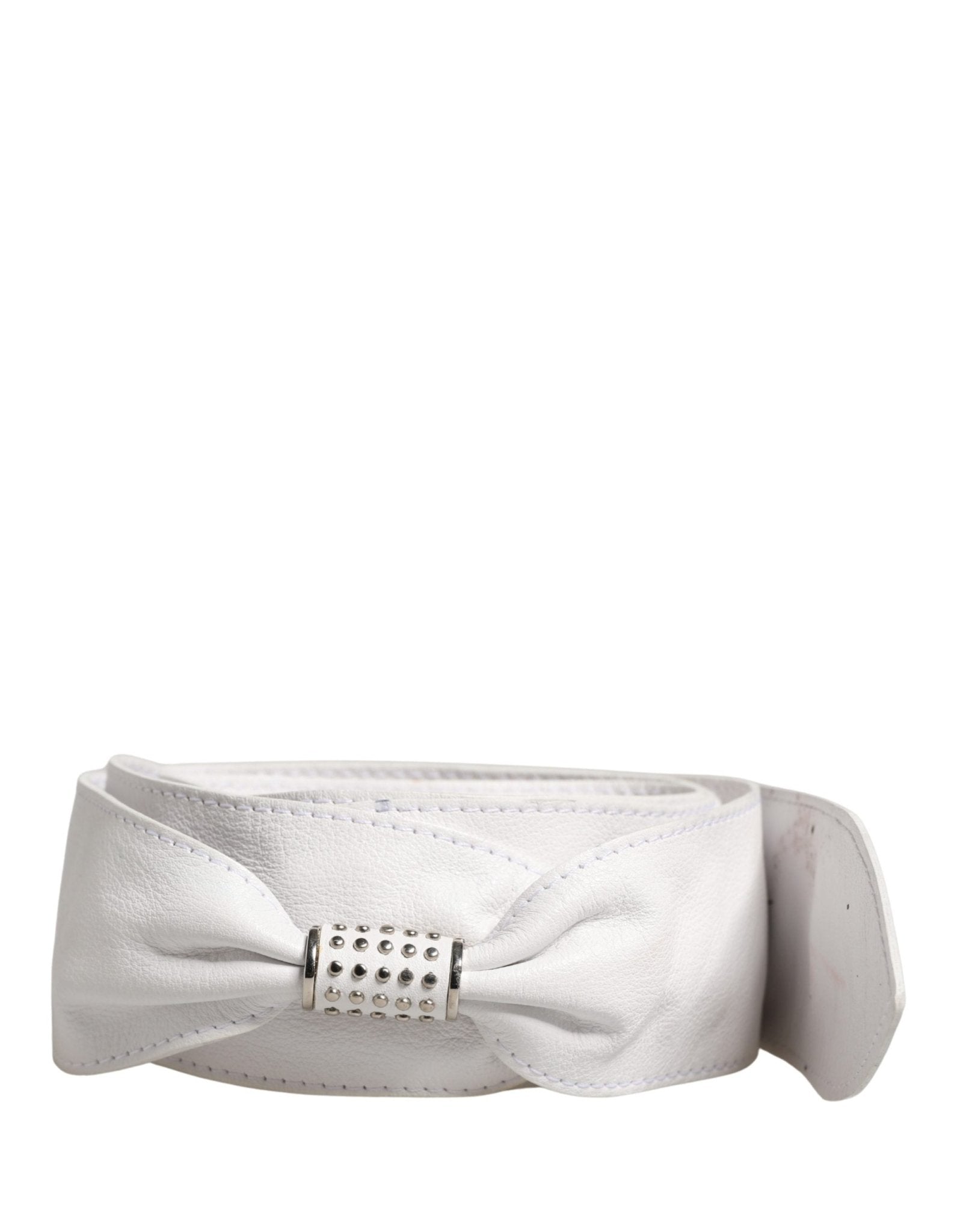 Orciani Women White Leather Embellished Wide Waist Cintura Belt - RIMODA