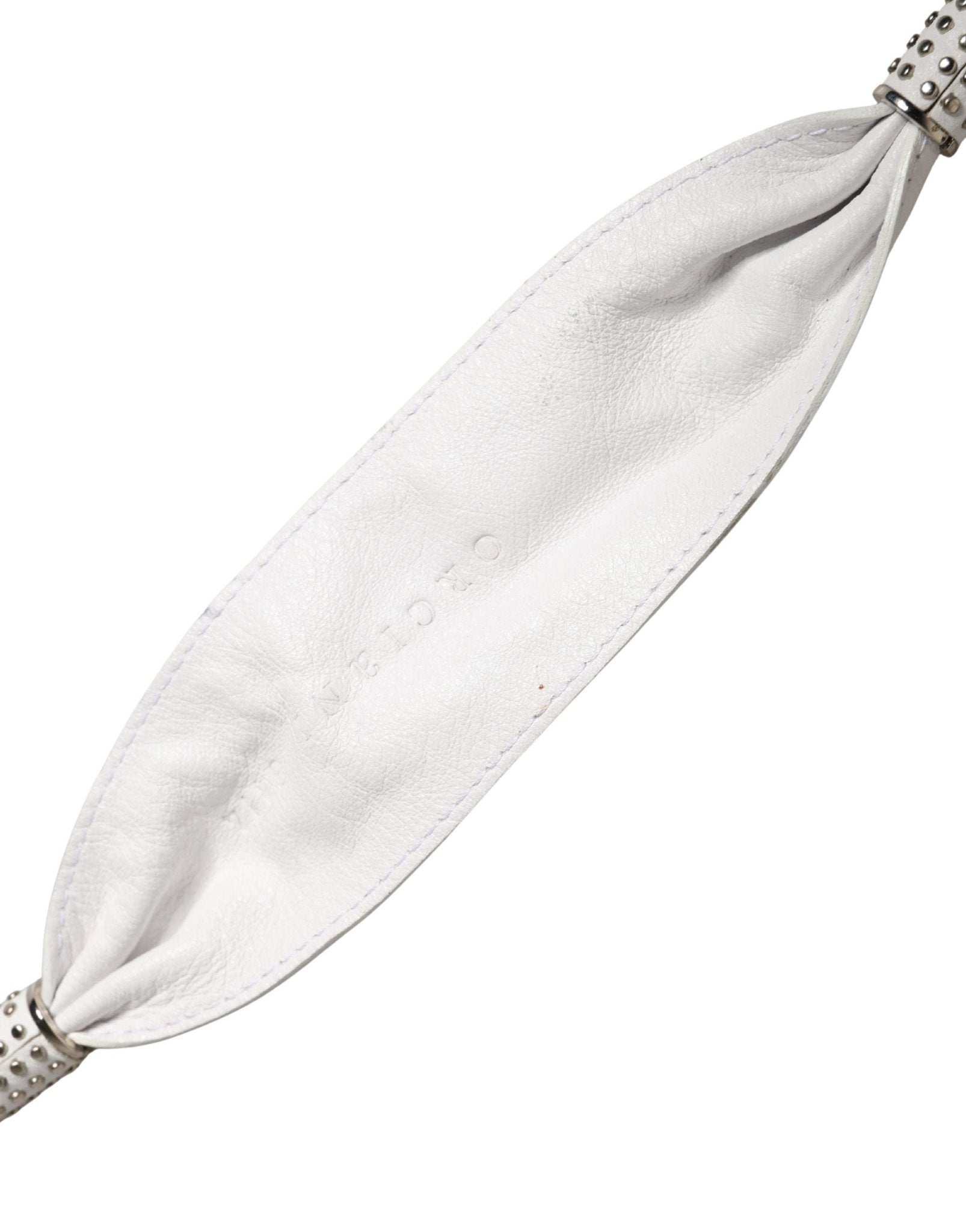 Orciani Women White Leather Embellished Wide Waist Cintura Belt - RIMODA