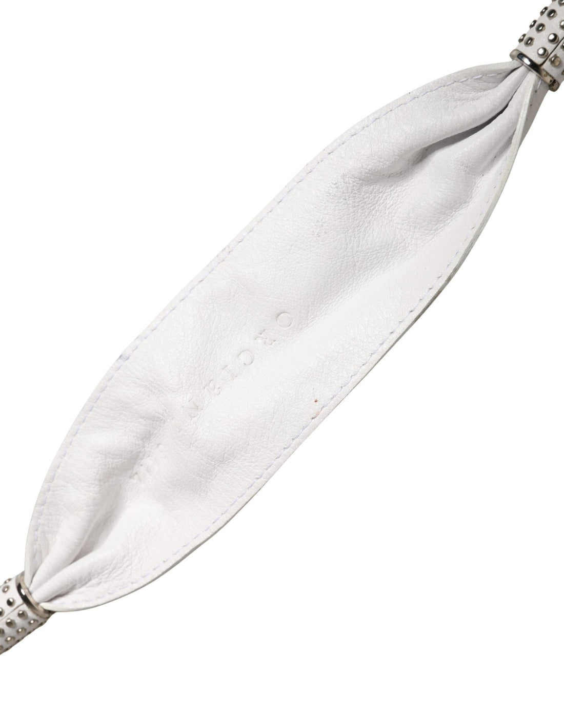 Orciani Women White Leather Embellished Wide Waist Cintura Belt - RIMODA